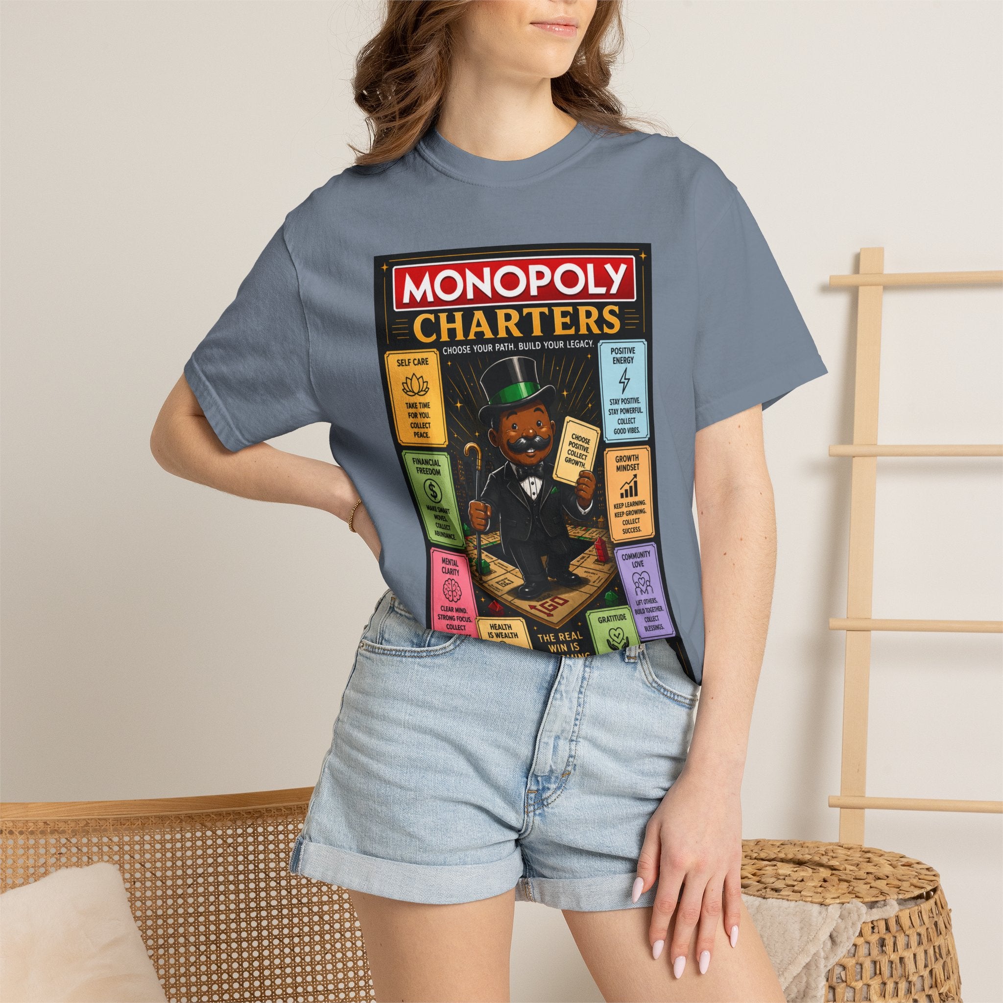 Monopoly Charters Graphic T-Shirt — "Only color that counts...is 'green'!"