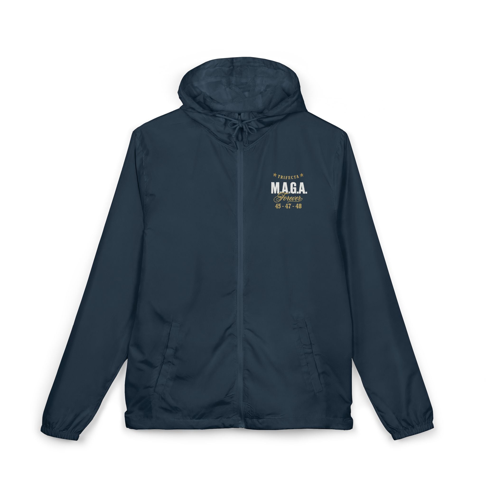 MAGA Windbreaker Jacket — Minimal Gold Script 'Forever & Always' Memorial Design