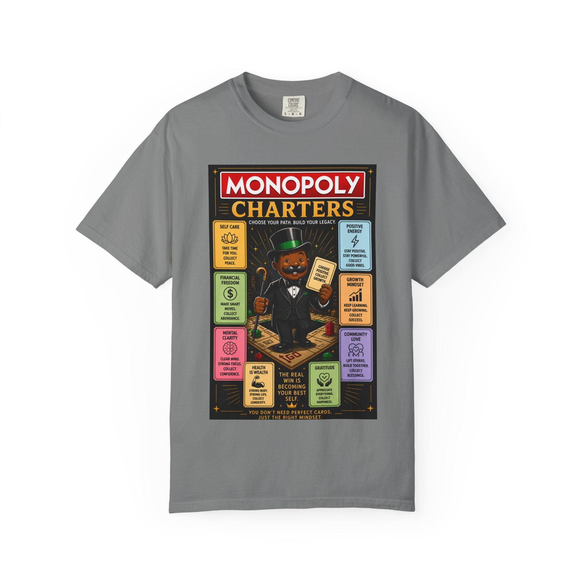 Monopoly Charters Graphic T-Shirt — "Only color that counts...is 'green'!"
