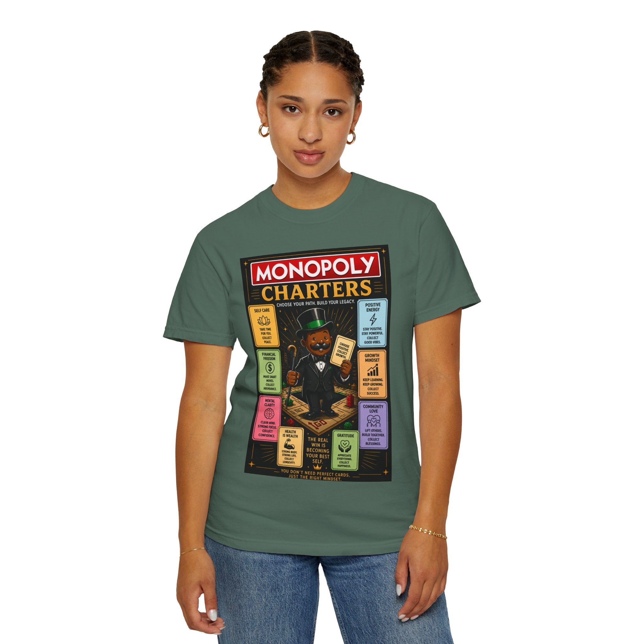 Monopoly Charters Graphic T-Shirt — "Only color that counts...is 'green'!"