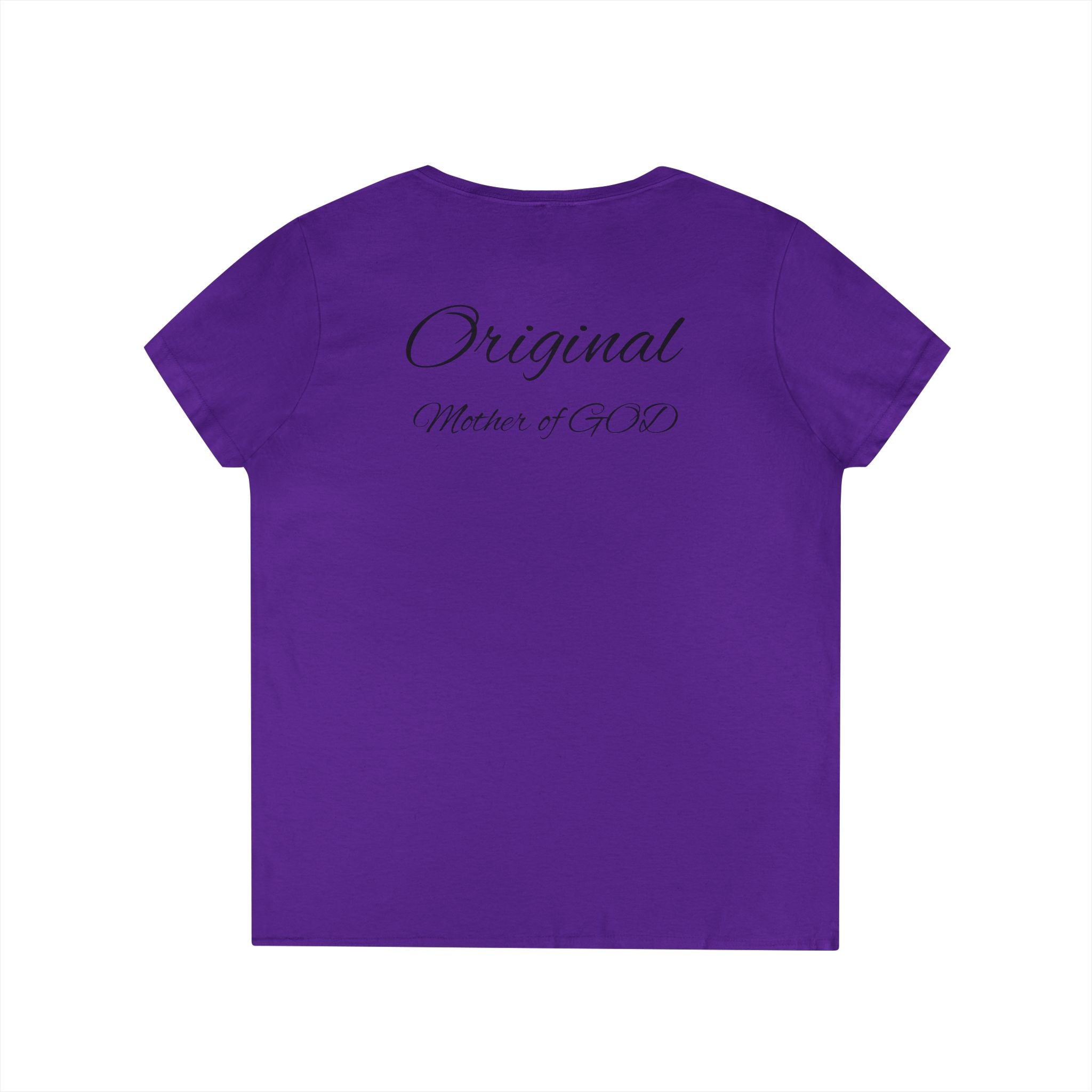 Madonna and Child V-Neck Tee — "Original Mother of God" Religious Women's T-Shirt