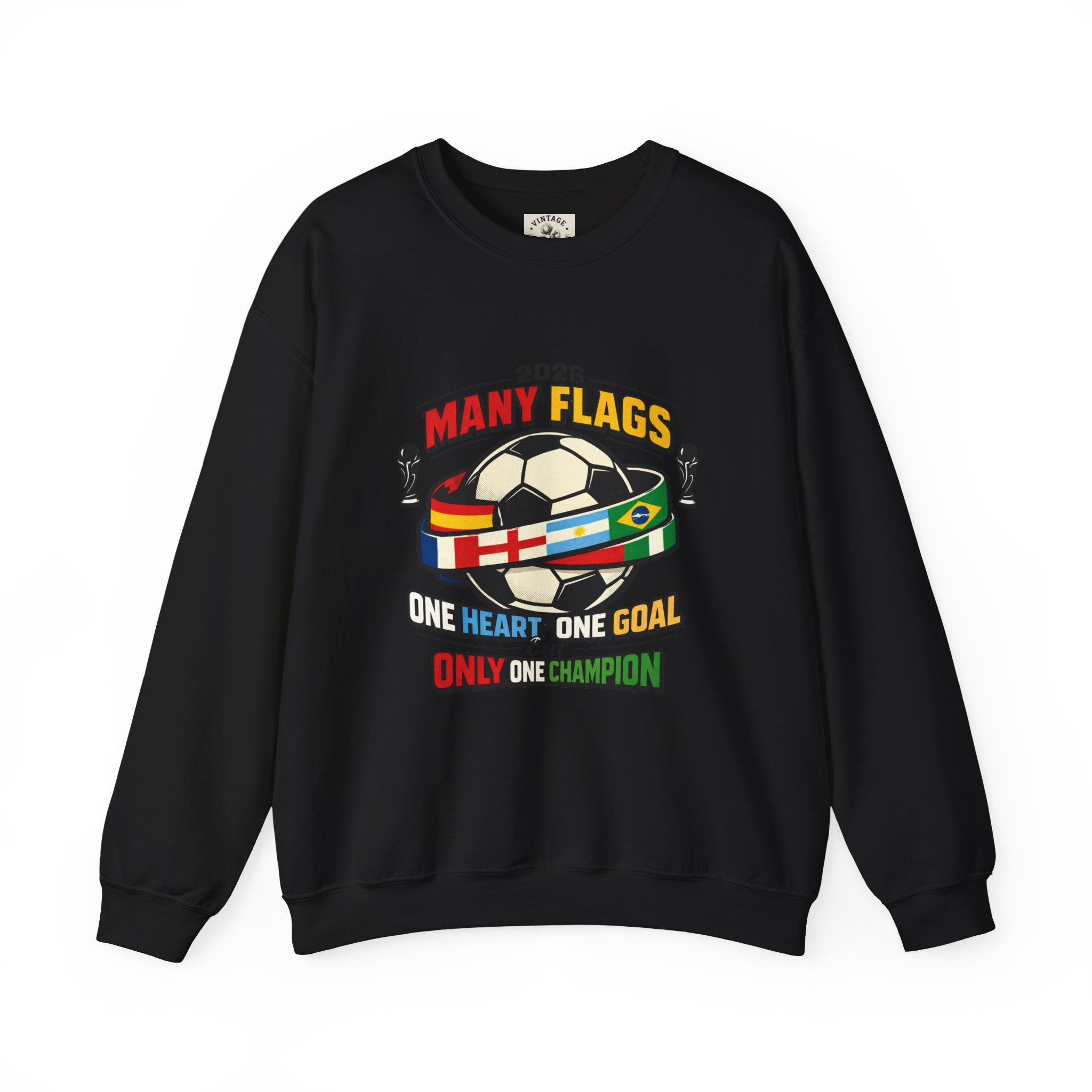 Retro Soccer Many Flags Crewneck Sweatshirt | Country Pride, Championship Season