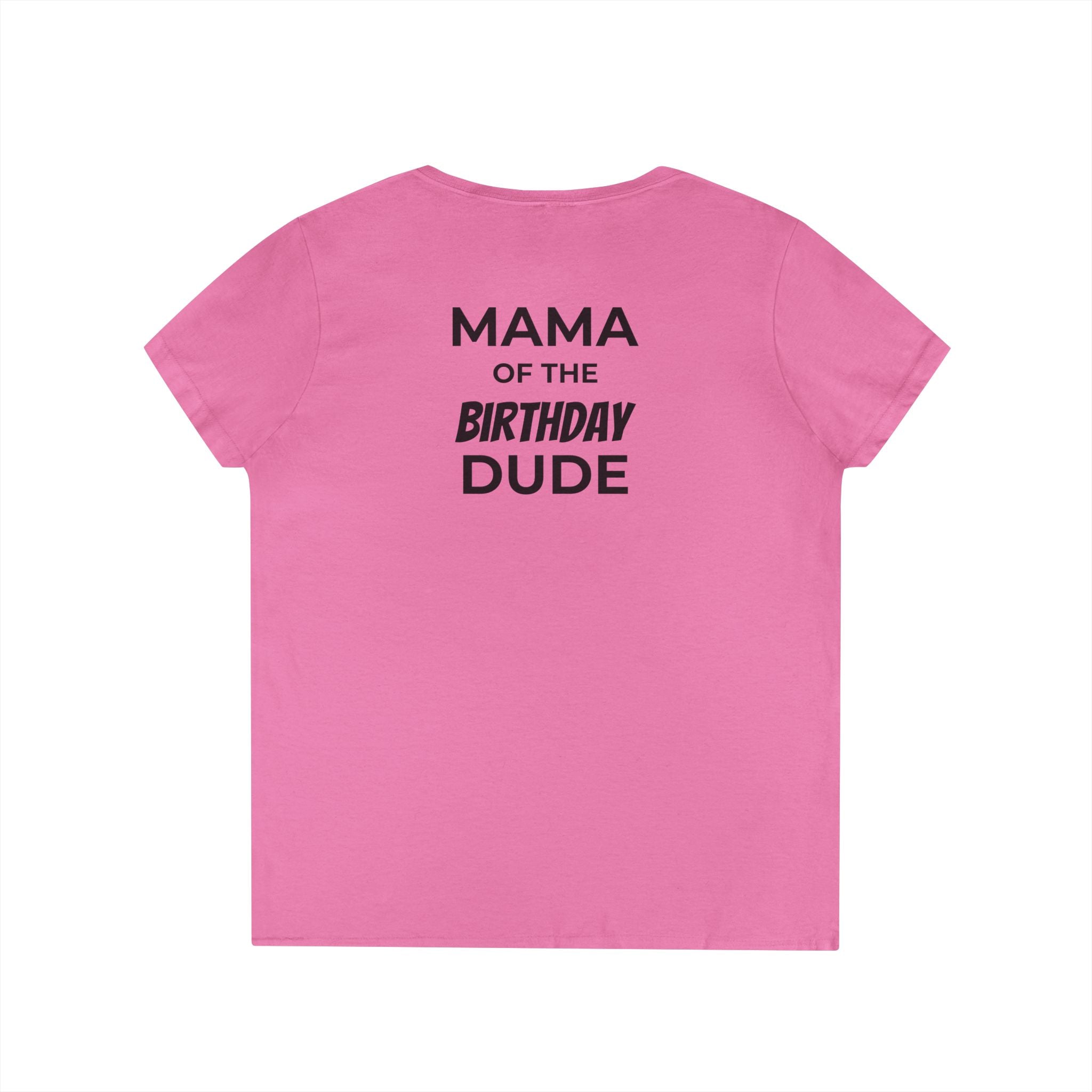 Mama of the Birthday Dude V‑Neck T‑Shirt — Black Madonna & Baby Jesus Graphic