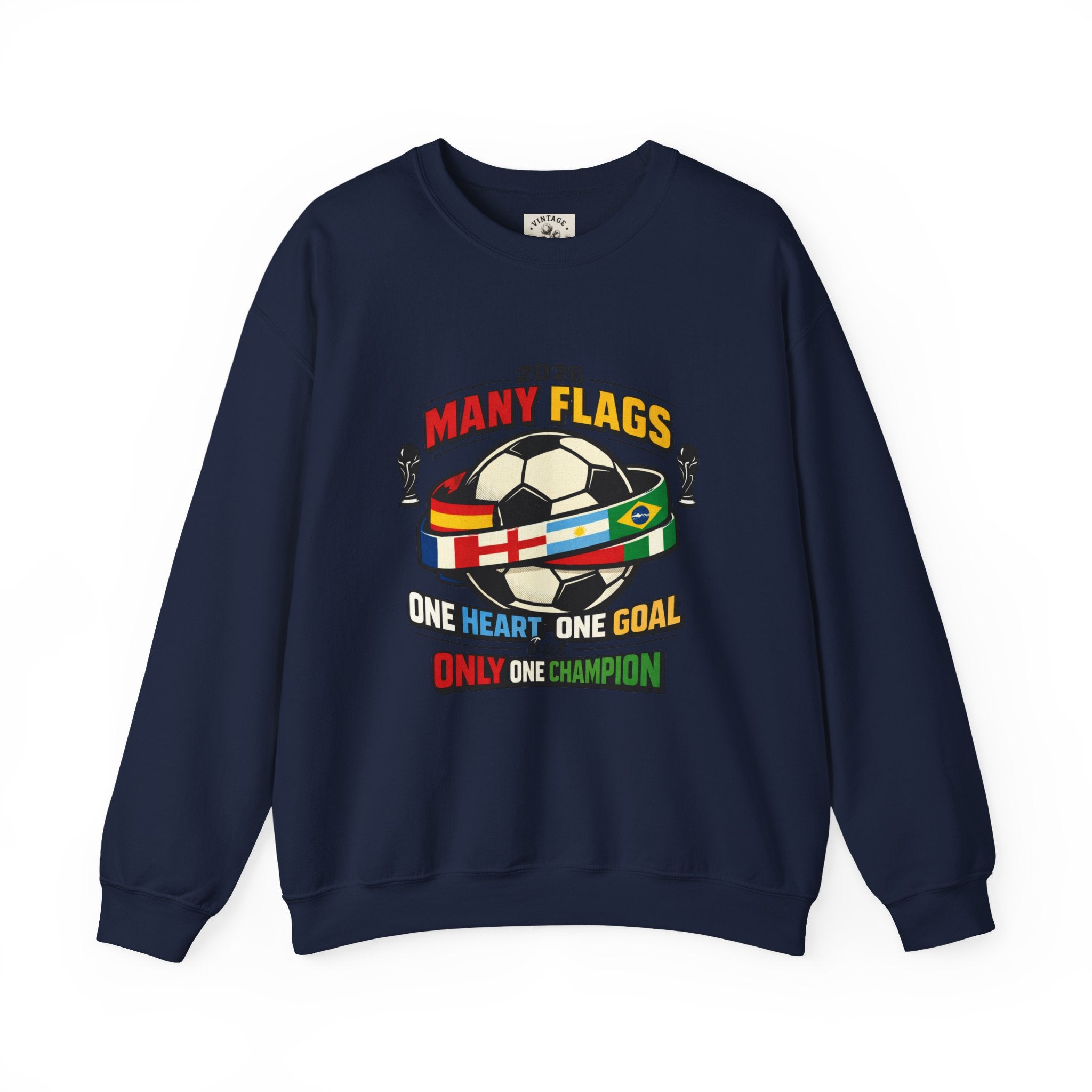 Retro Soccer Many Flags Crewneck Sweatshirt | Country Pride, Championship Season