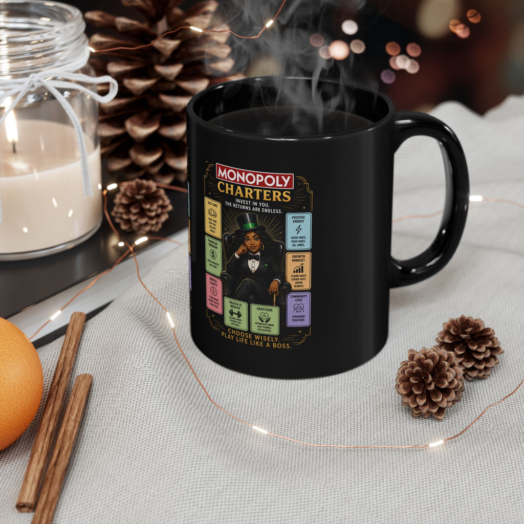 Monopoly Charters Black Coffee Mug — Choose Your Hustle Design (11oz/15oz)