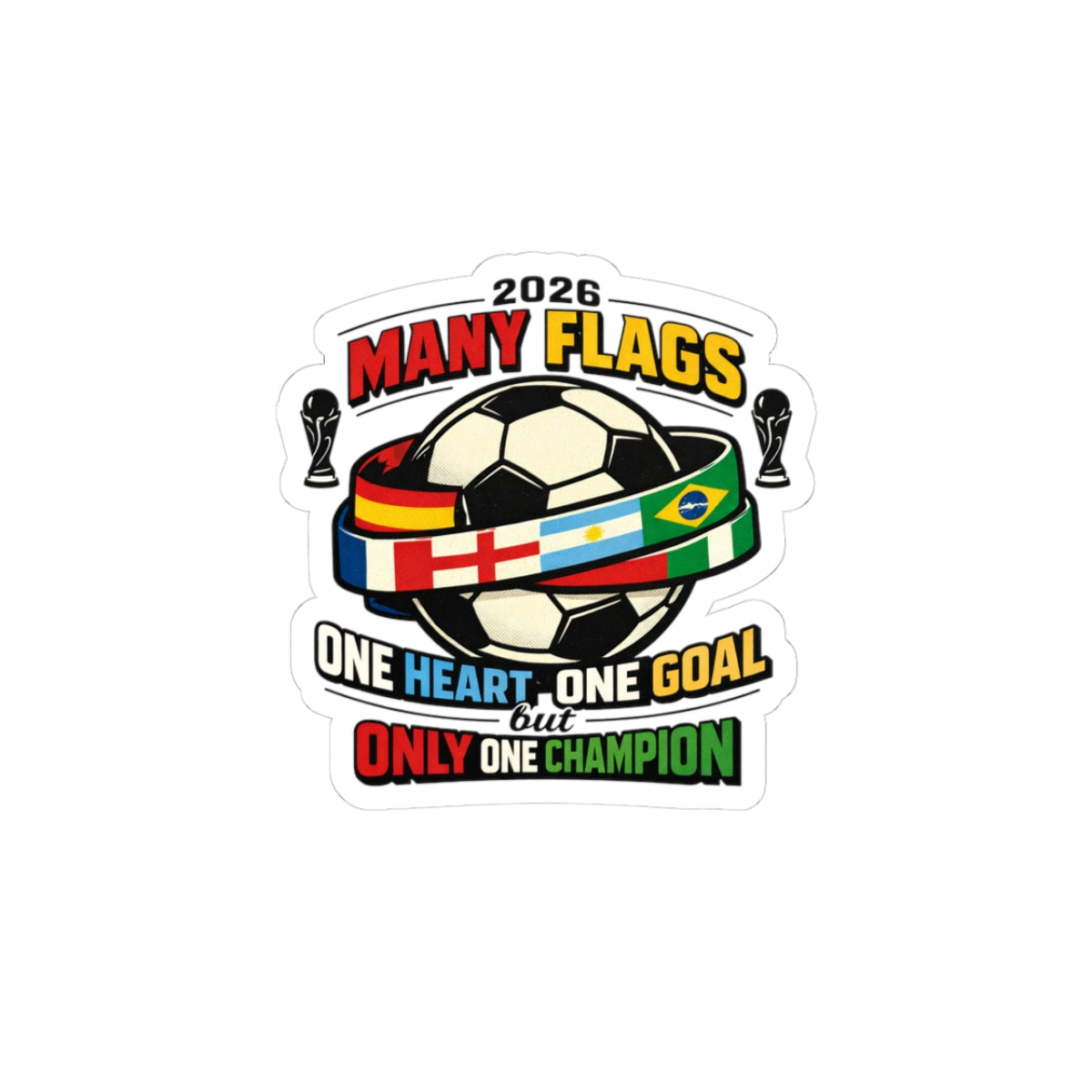 Many Flags Soccer Rally Sticker | country pride, retro soccer