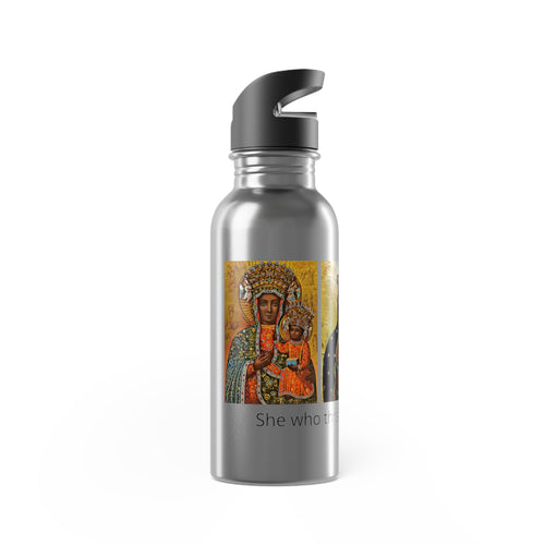 "Mother of GOD"   Stainless Steel Water Bottle – 20oz Straw Bottle (Black Madonna Design)
