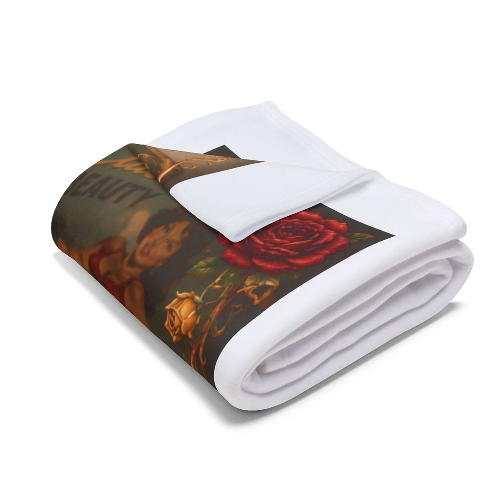 Pinup Southern Belle Fleece Blanket – Retro Vintage Car & Rose Throw