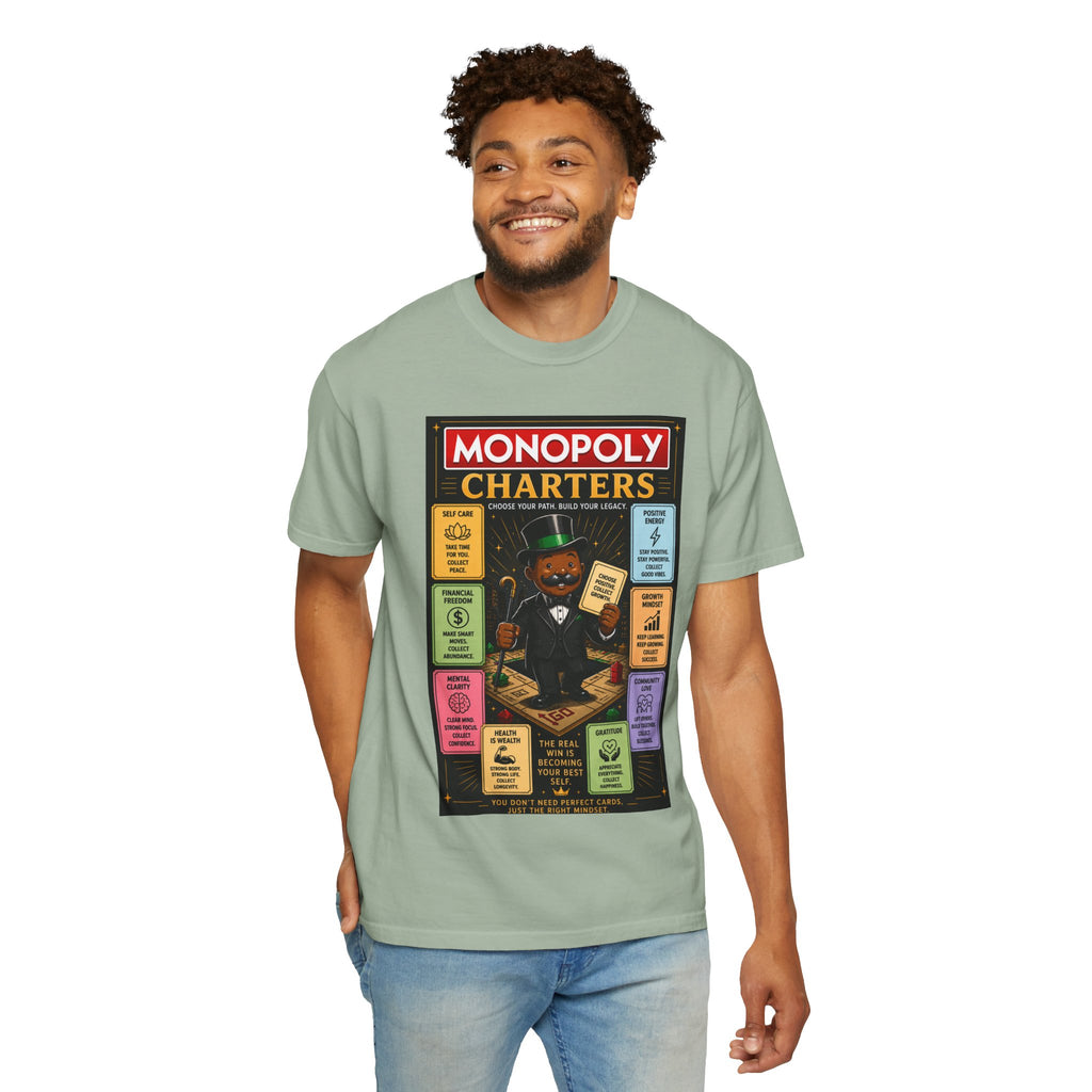 Monopoly Charters Graphic T-Shirt — "Only color that counts...is 'green'!"
