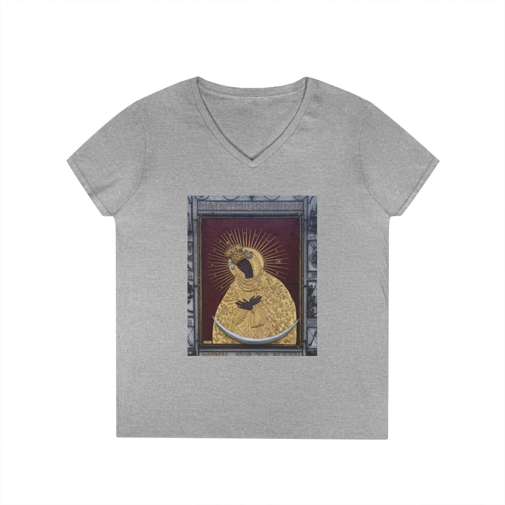Virgin Mary Graphic V-Neck Tee — "The Original" Religious Women's T-Shirt