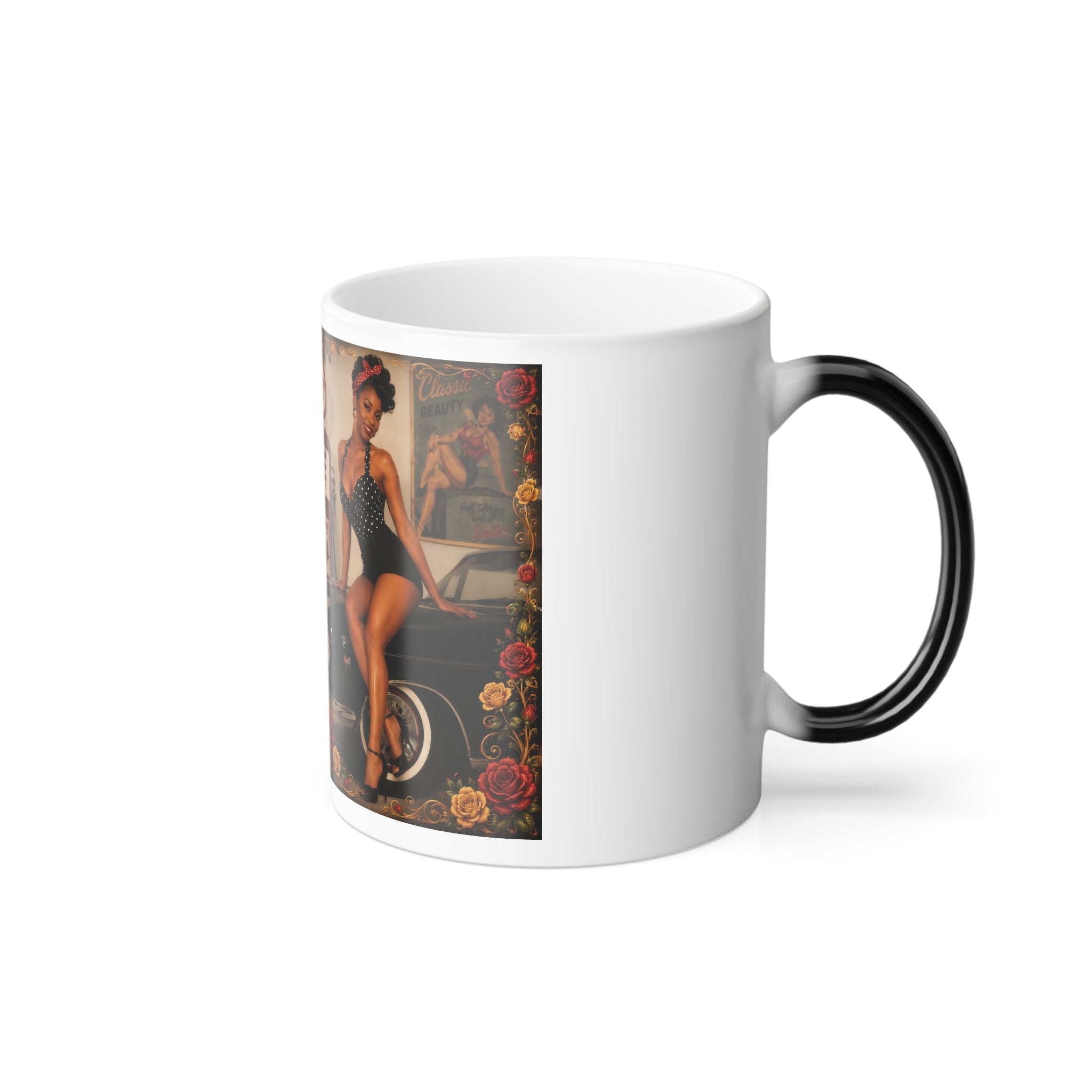 Color-Changing Pin-Up Mug — "Don't Forget Your Rosy Rose" 11oz