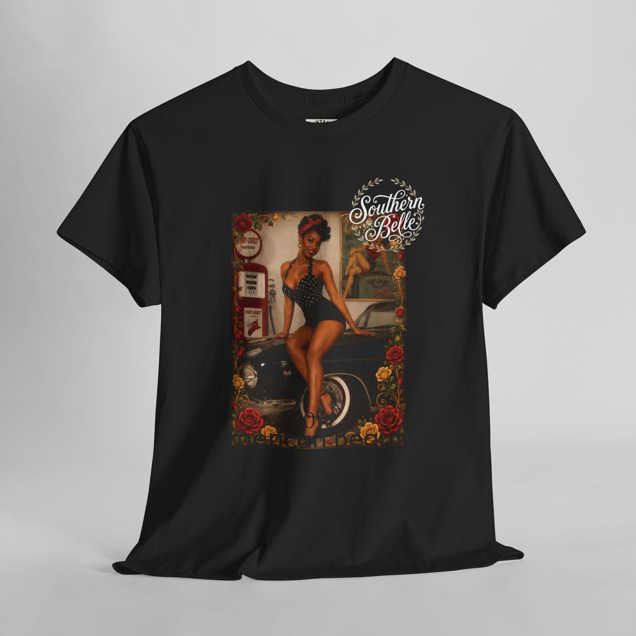 T-Shirt — Vintage Pin-Up "100% American Beauty" Graphic Tee