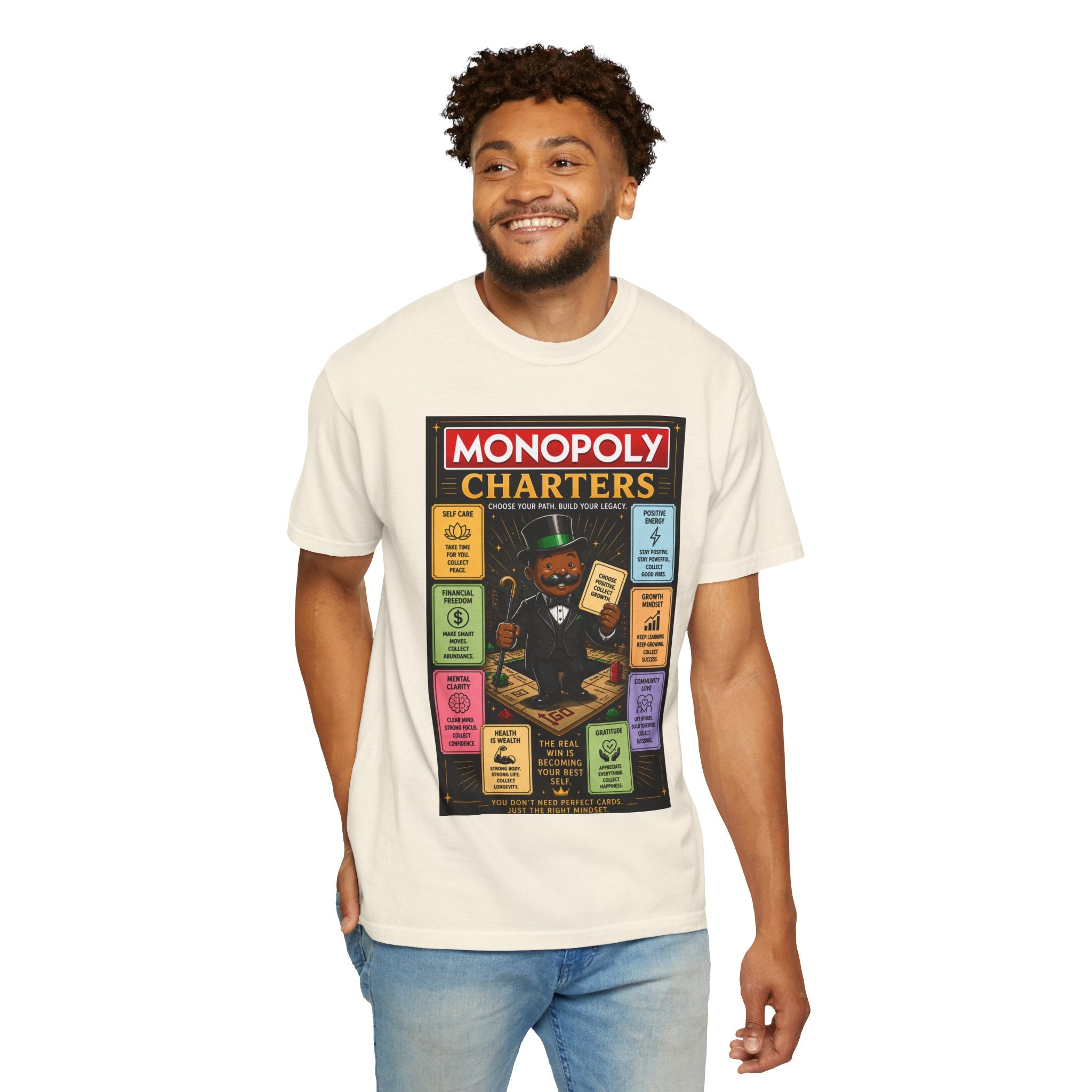 Monopoly Charters Graphic T-Shirt — "Only color that counts...is 'green'!"