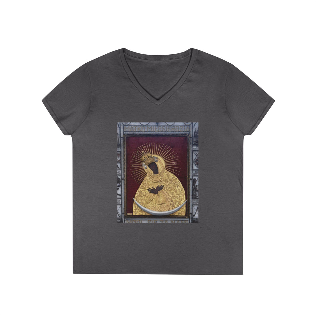 Virgin Mary Graphic V-Neck Tee — "The Original" Religious Women's T-Shirt