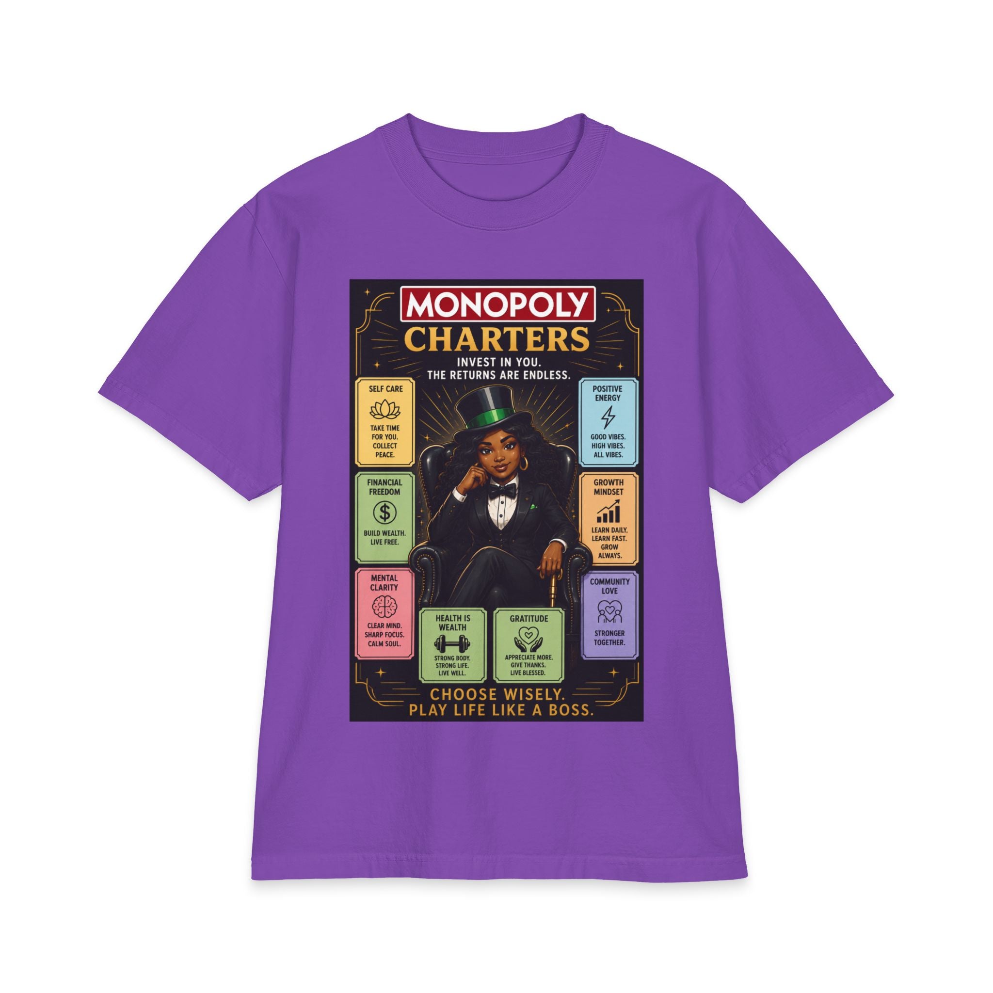 Monopoly Charters Graphic T-Shirt — "GREEN! ...is the only color that counts" Retro Board Game Tee