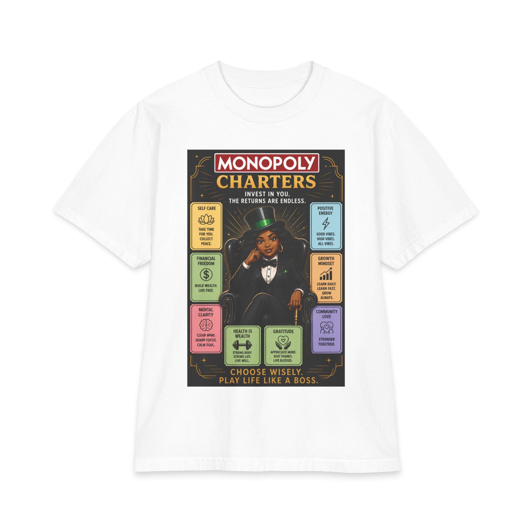 Monopoly Charters Graphic T-Shirt — "GREEN! ...is the only color that counts" Retro Board Game Tee