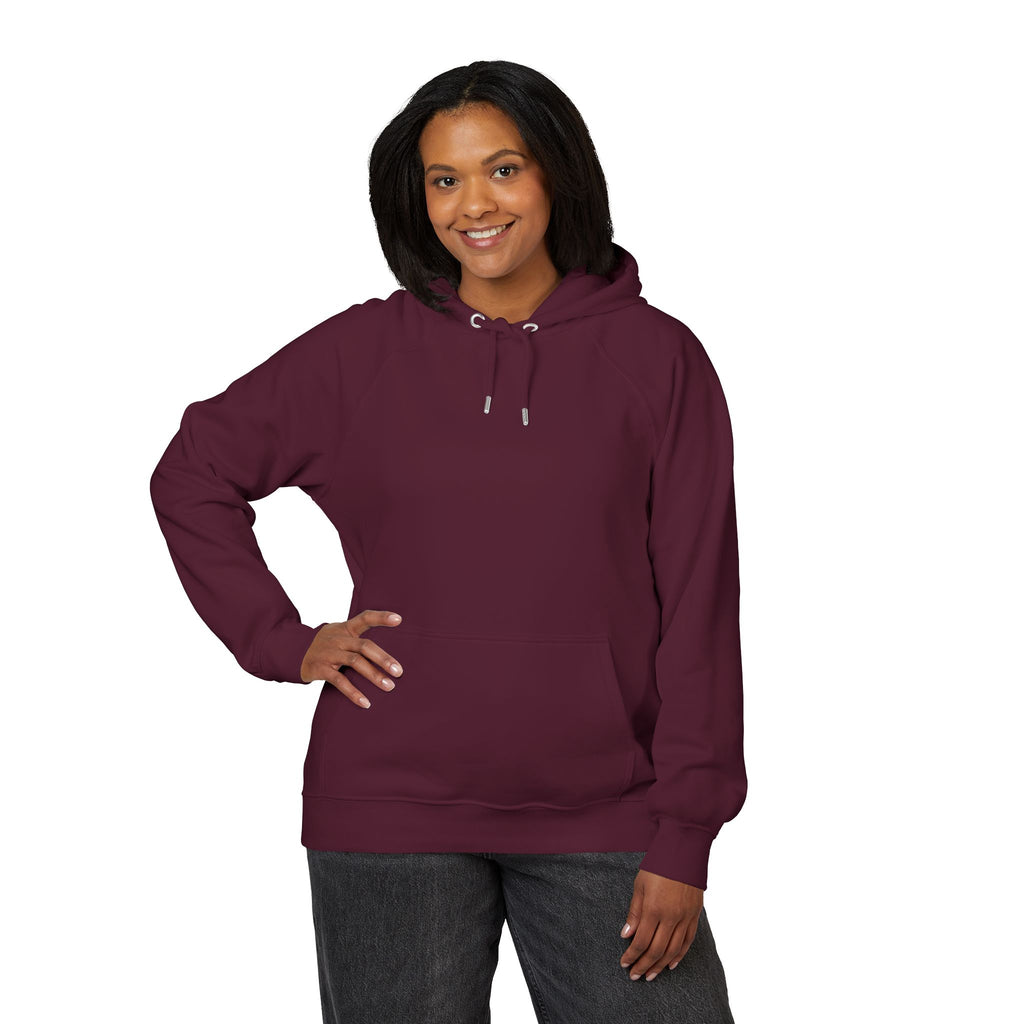 Embroidered Eco Raglan Hoodie — Sustainable Casual Hooded Sweatshirt