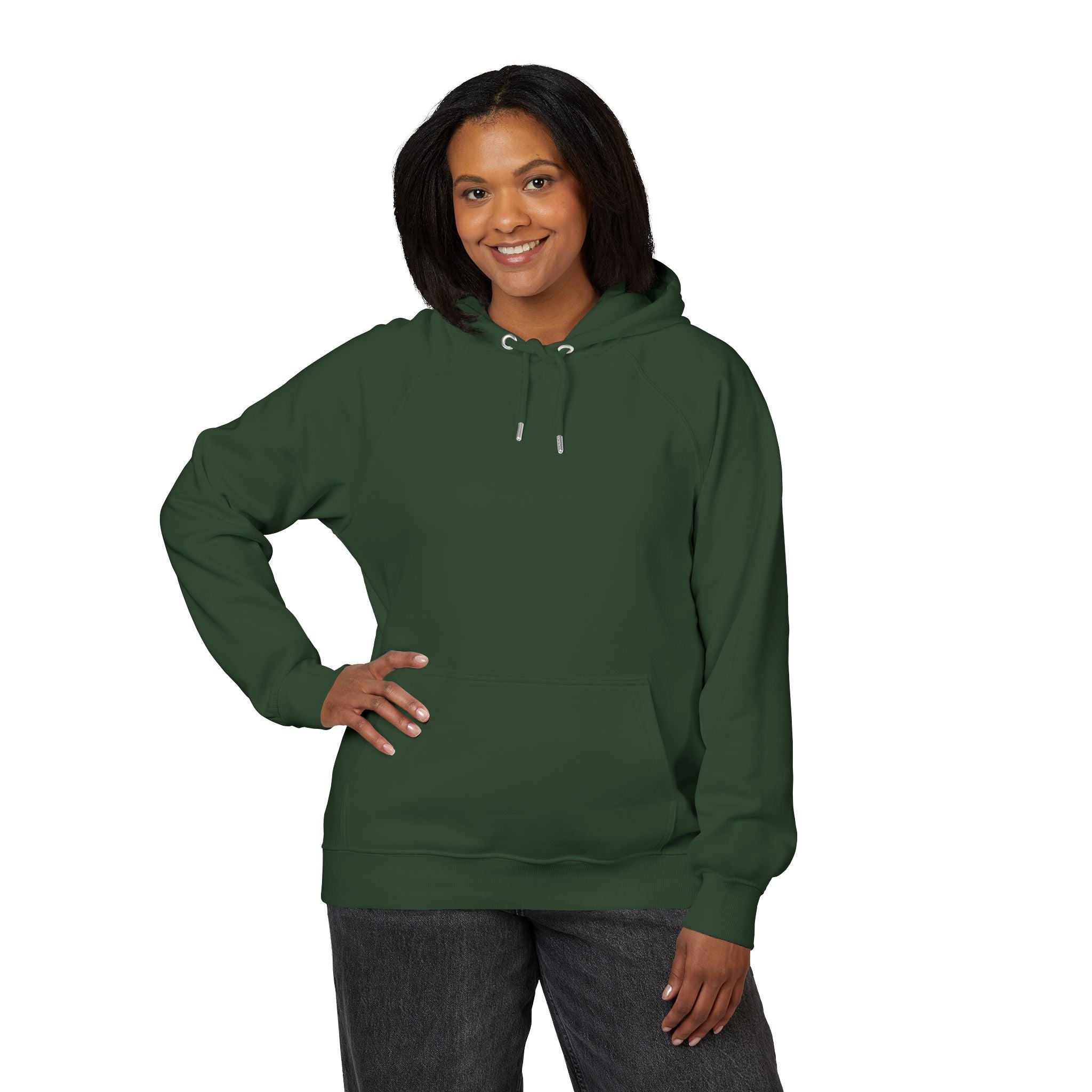 Embroidered Eco Raglan Hoodie — Sustainable Casual Hooded Sweatshirt