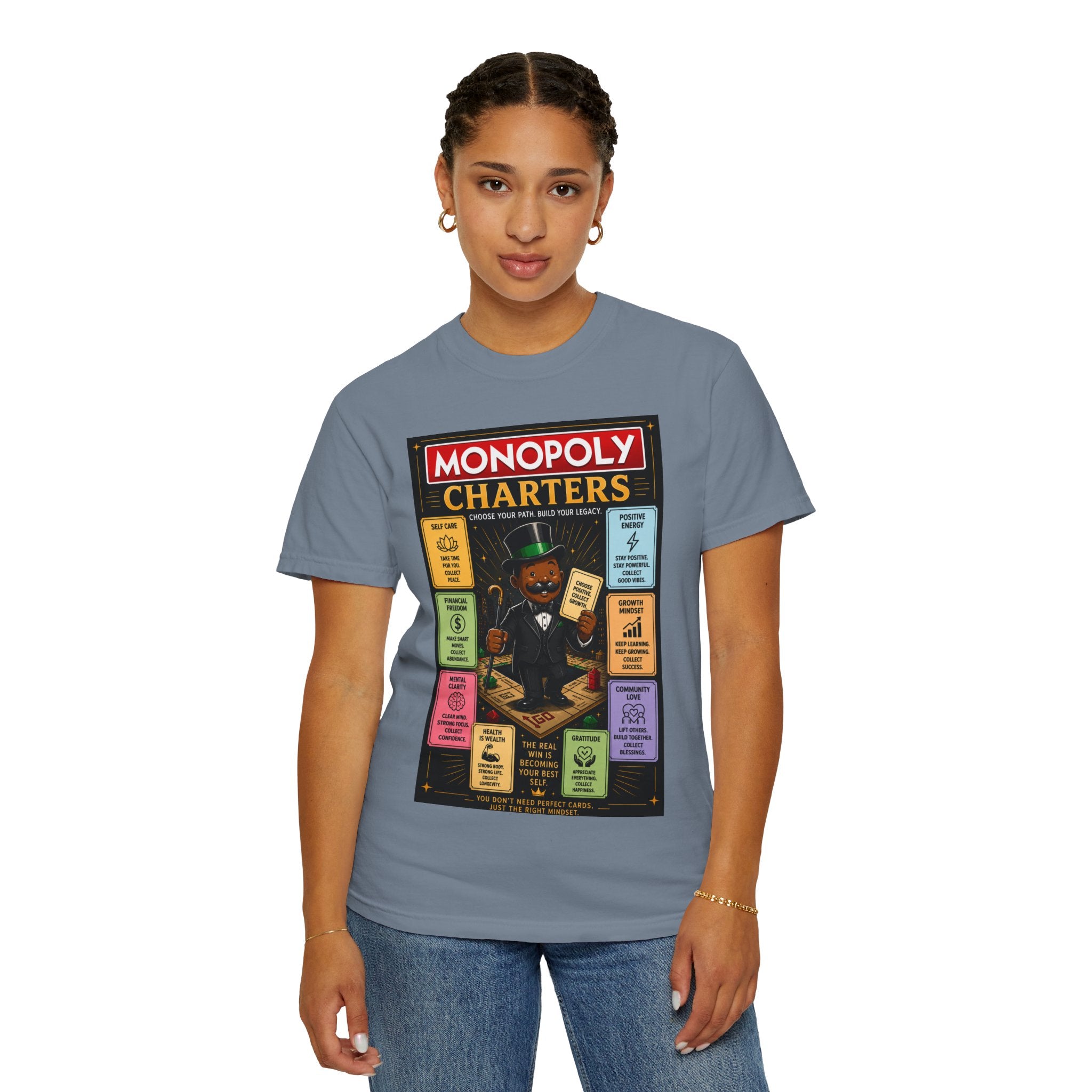 Monopoly Charters Graphic T-Shirt — "Only color that counts...is 'green'!"