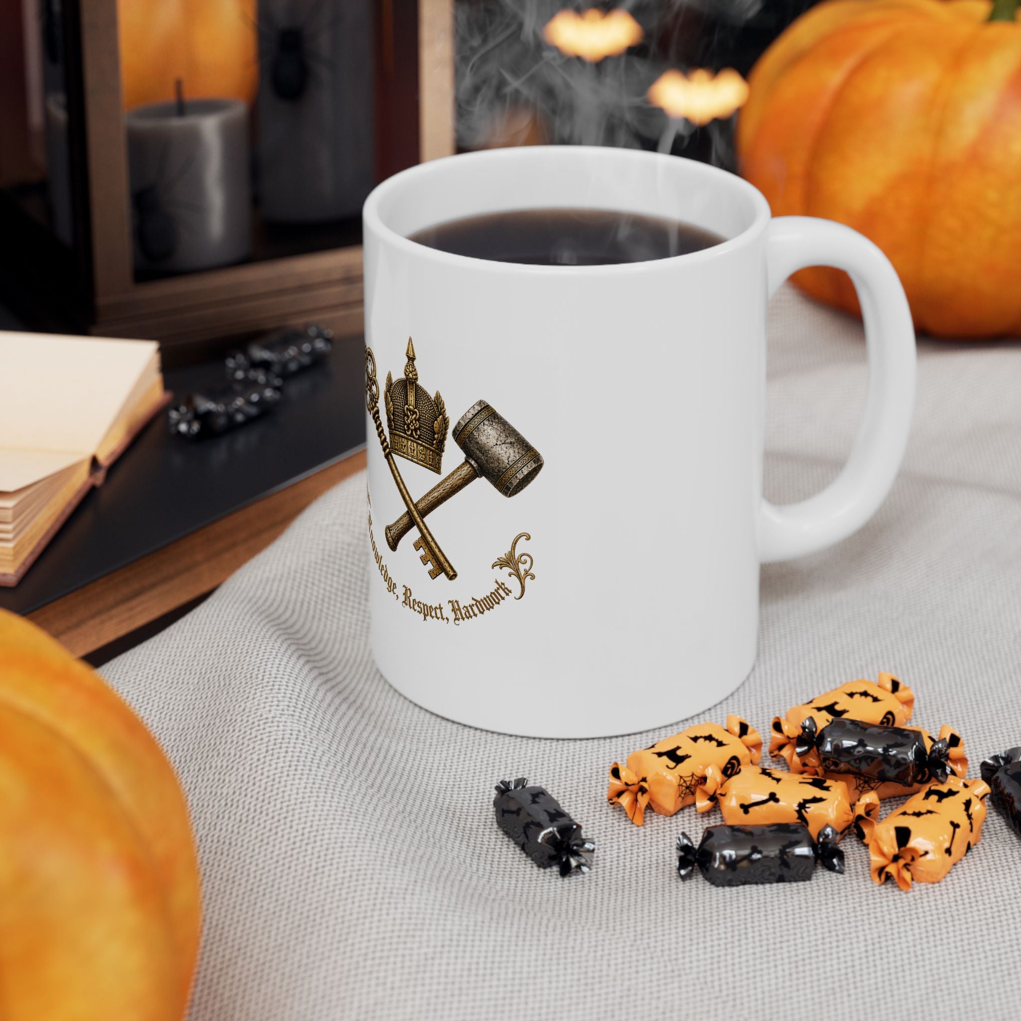 "Hero Collection" Emblem Ceramic Mug – 'Knowledge, Hope, Charity' Vintage Crest (11oz/15oz)