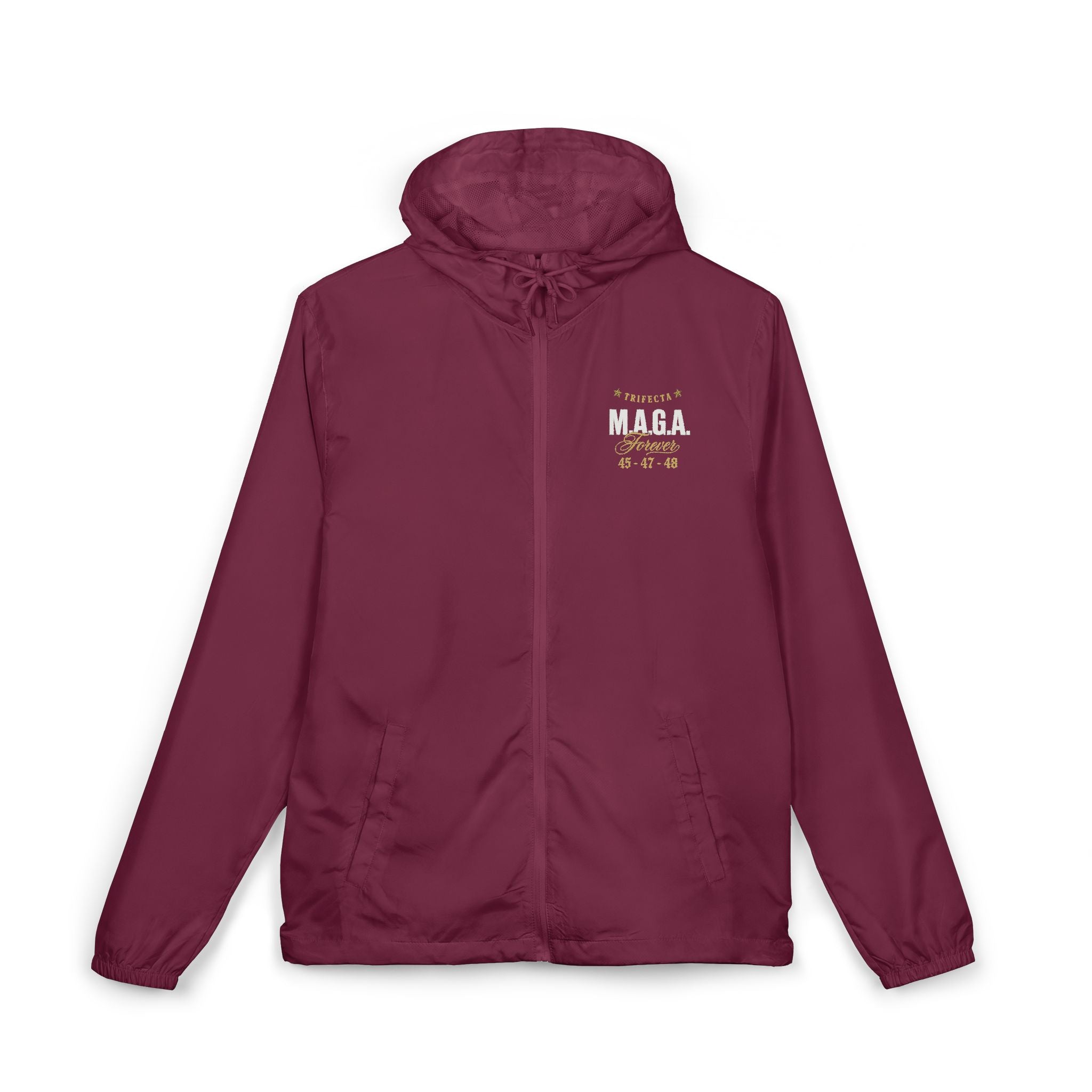 MAGA Windbreaker Jacket — Minimal Gold Script 'Forever & Always' Memorial Design