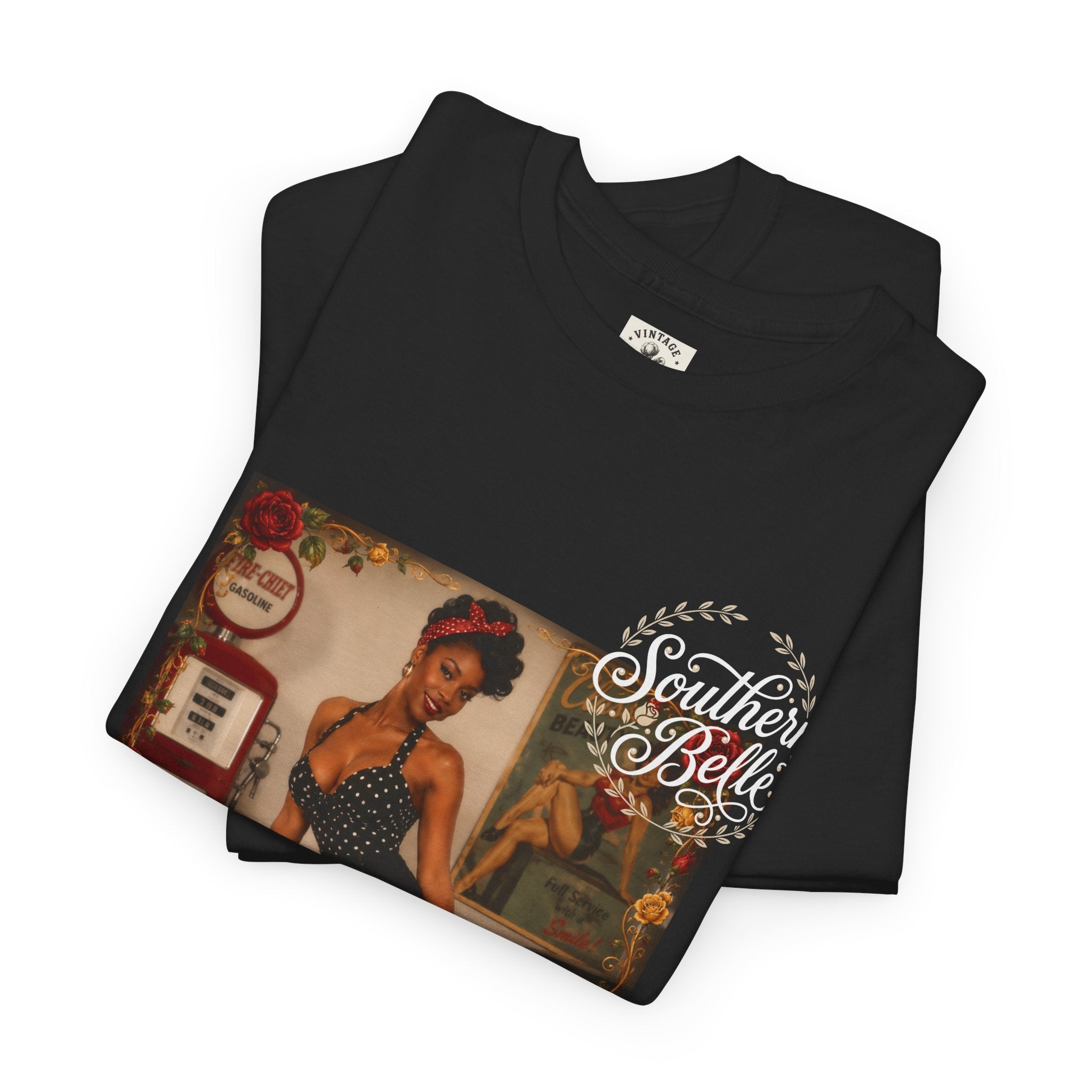 T-Shirt — Vintage Pin-Up "100% American Beauty" Graphic Tee
