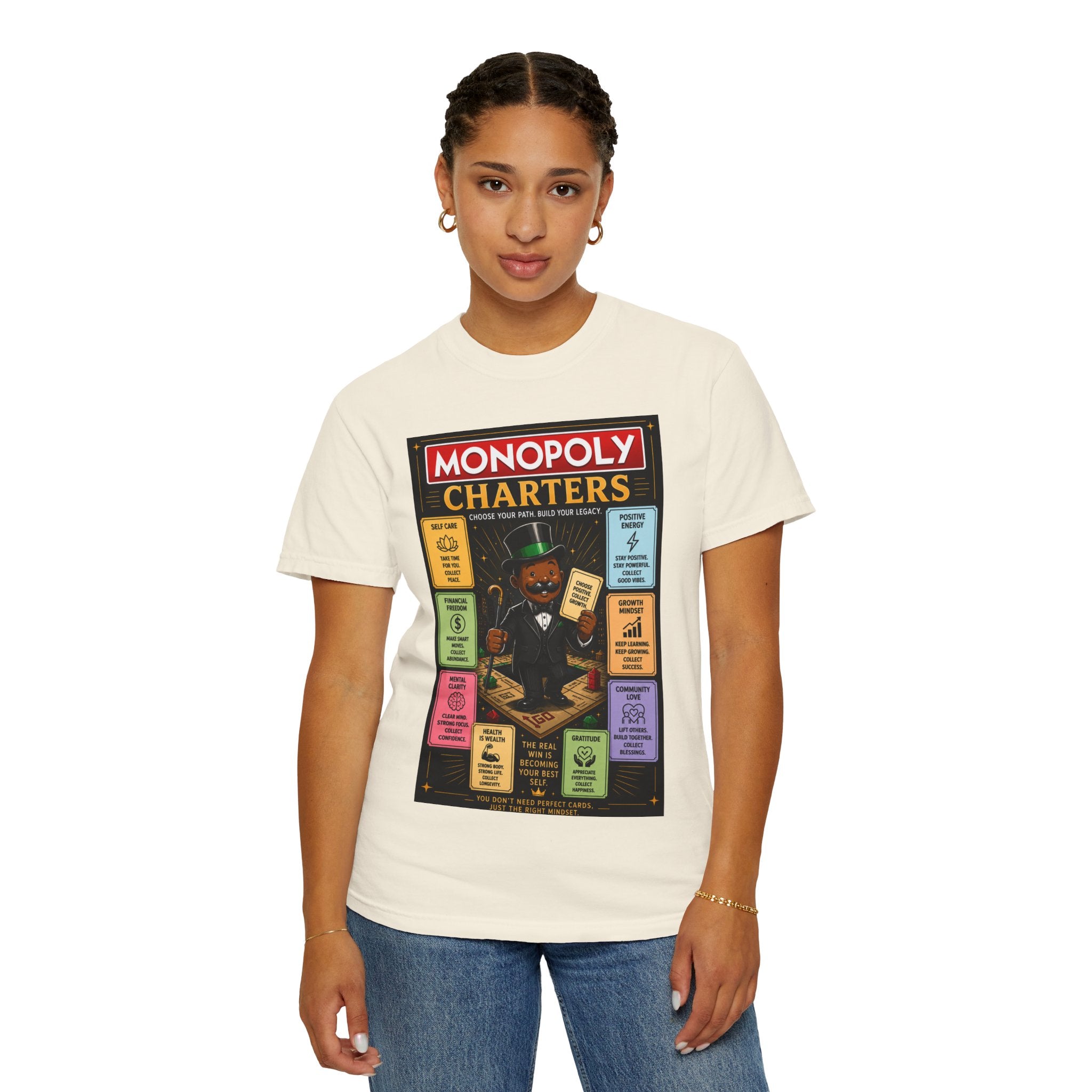 Monopoly Charters Graphic T-Shirt — "Only color that counts...is 'green'!"