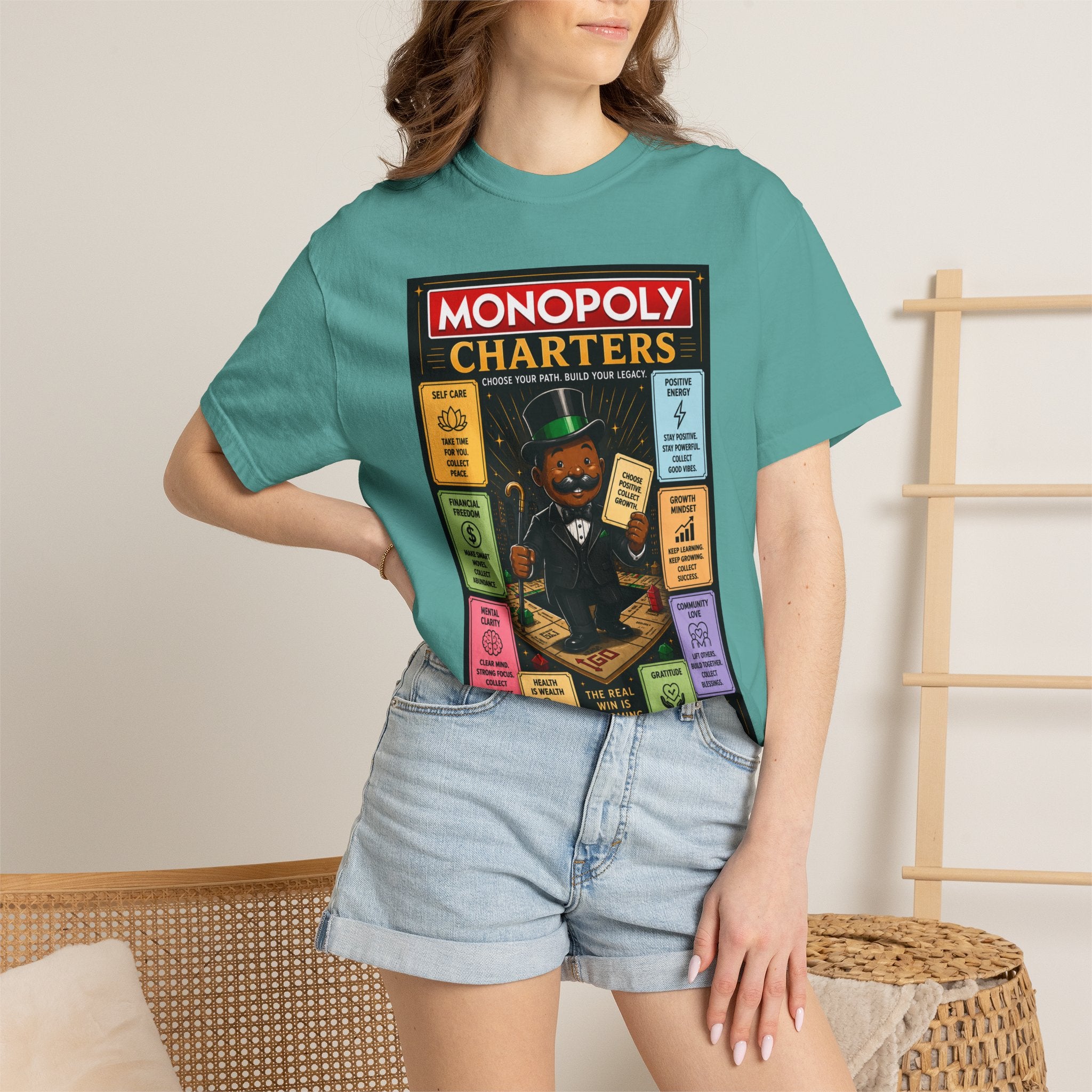 Monopoly Charters Graphic T-Shirt — "Only color that counts...is 'green'!"
