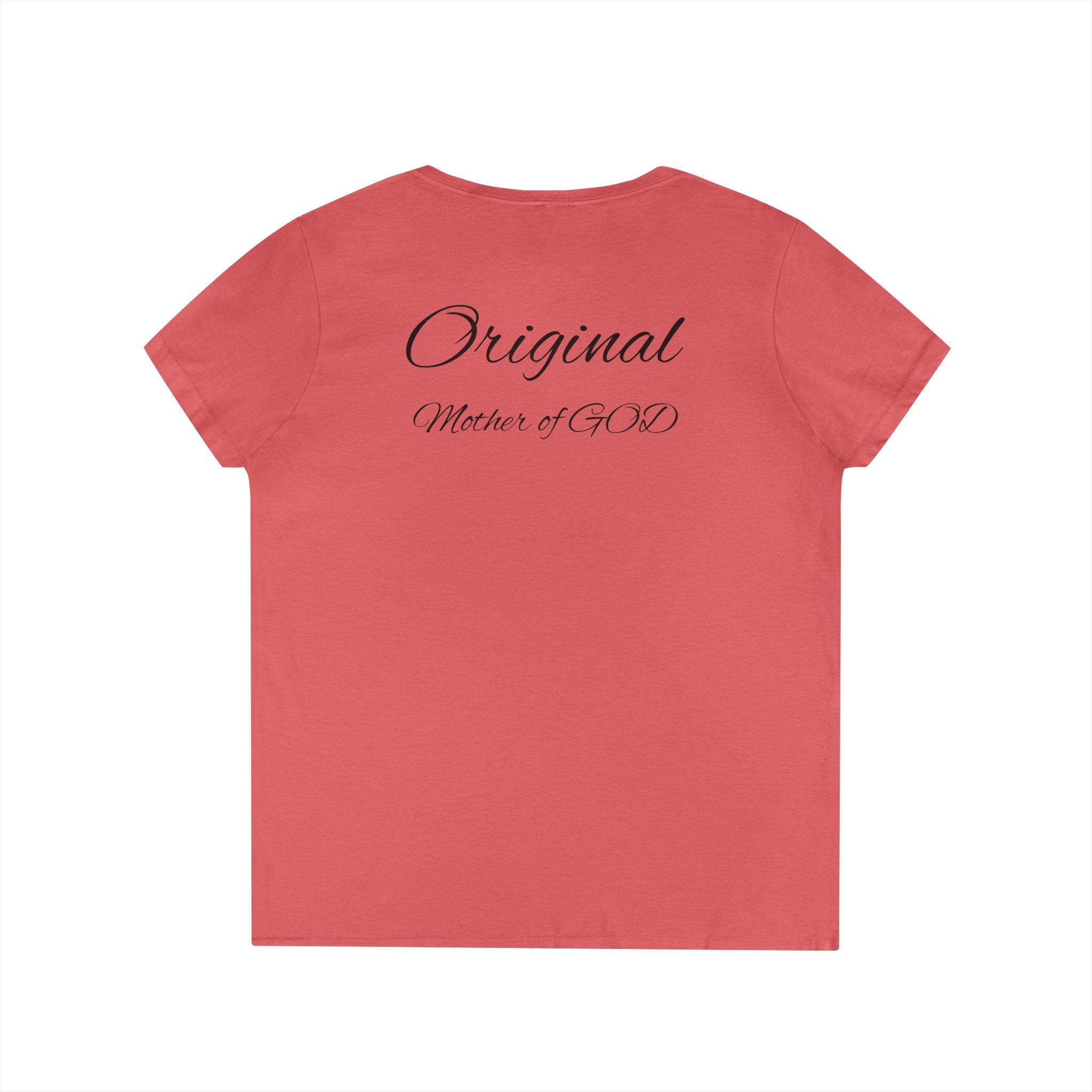 Madonna and Child V-Neck Tee — "Original Mother of God" Religious Women's T-Shirt