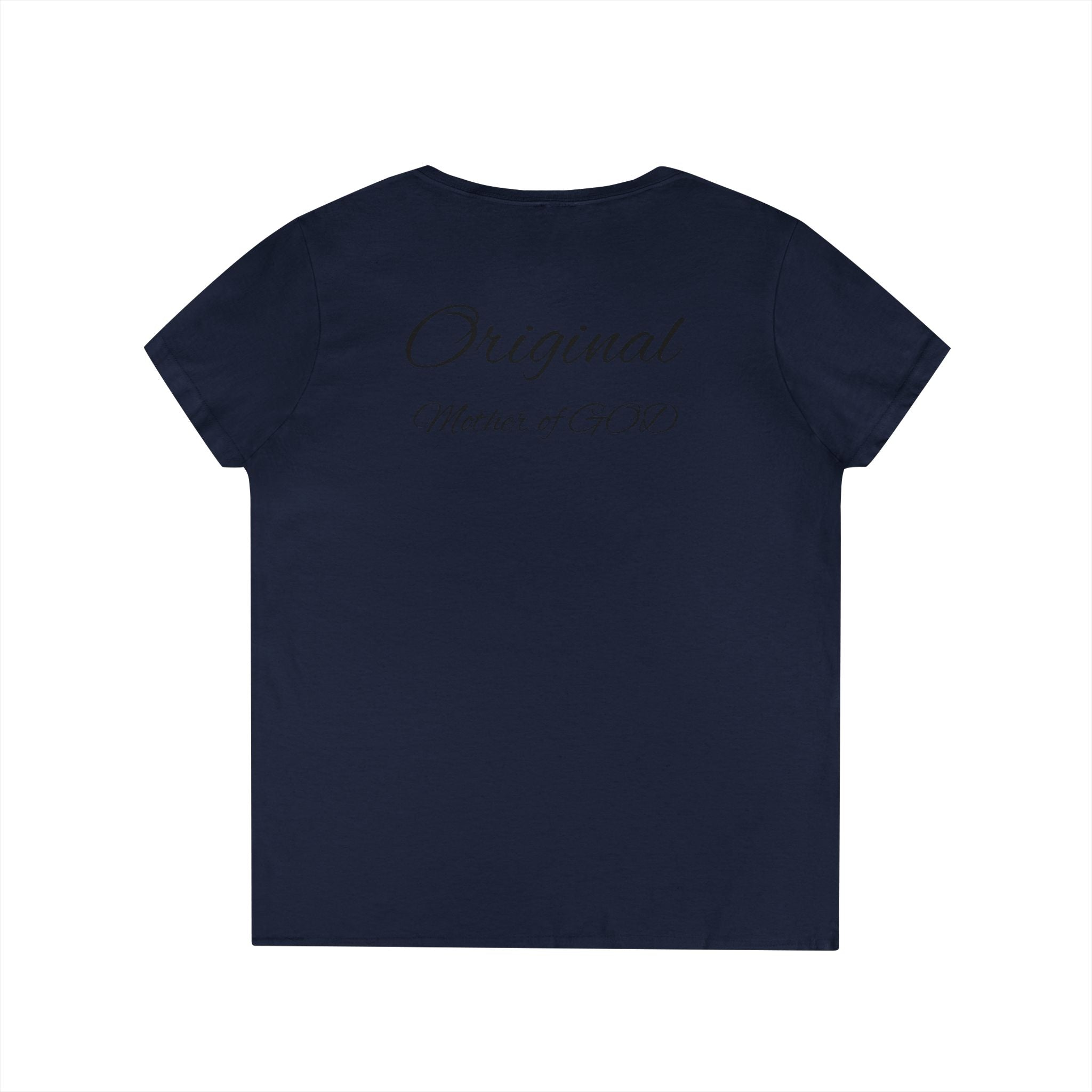 Madonna and Child V-Neck Tee — "Original Mother of God" Religious Women's T-Shirt
