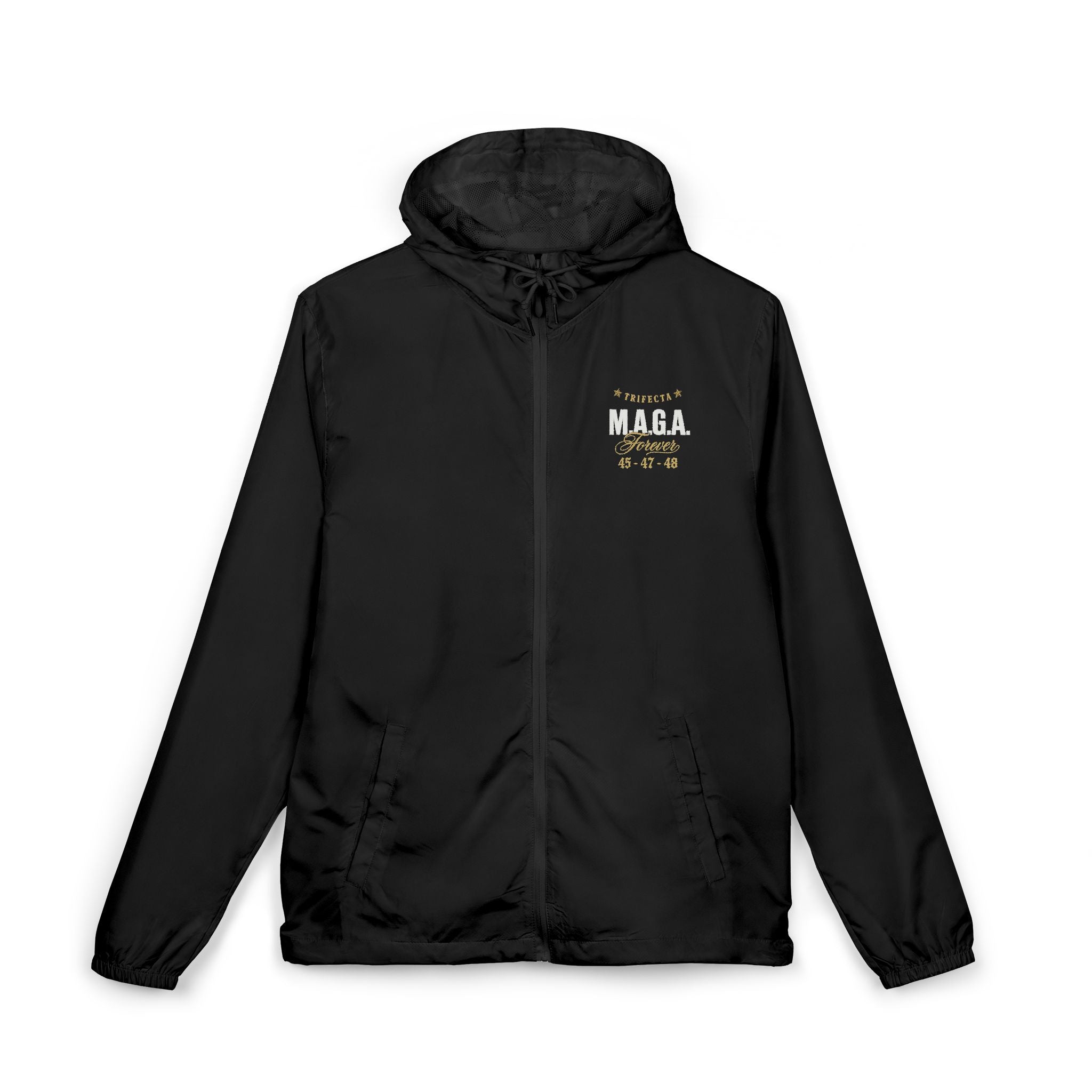 MAGA Windbreaker Jacket — Minimal Gold Script 'Forever & Always' Memorial Design