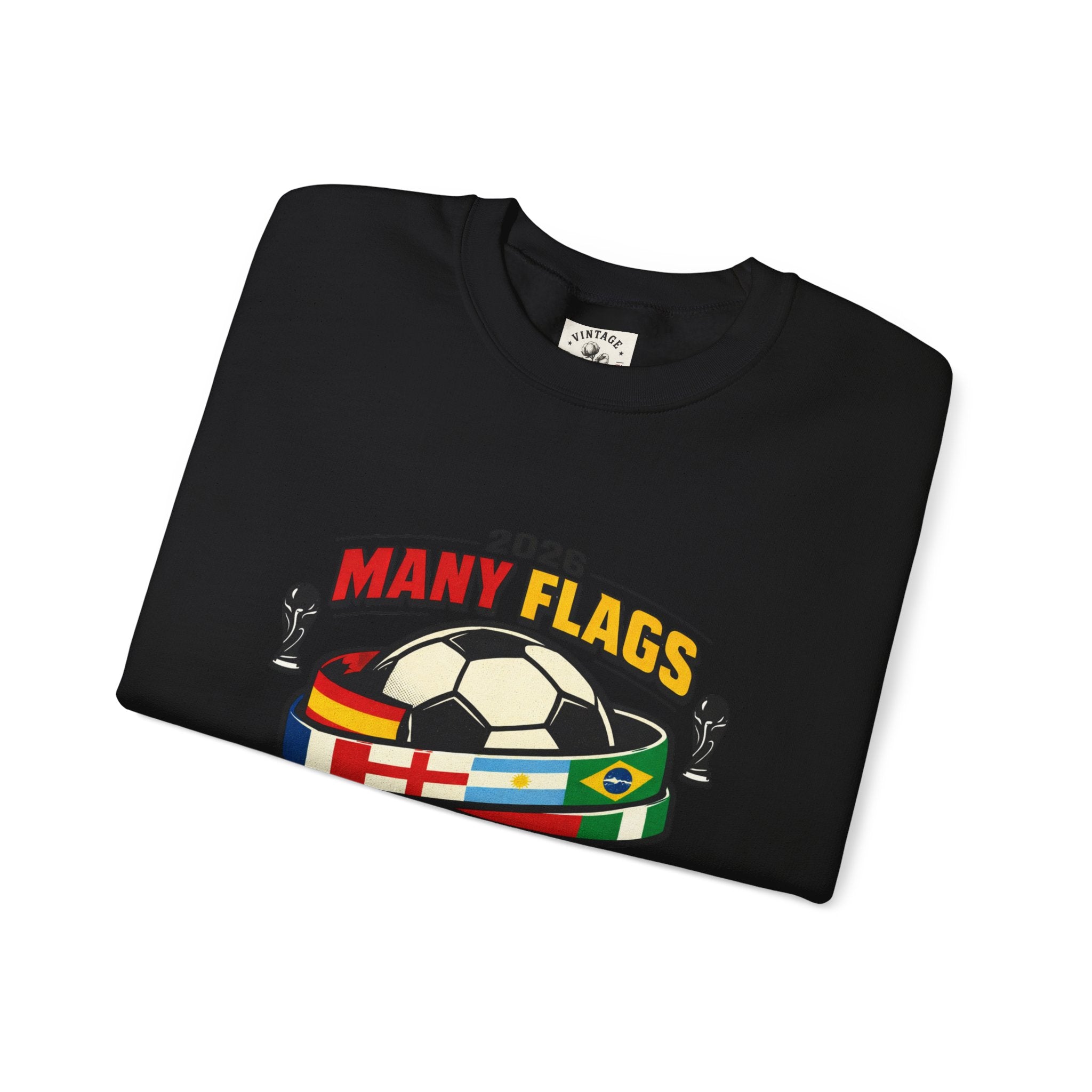 Retro Soccer Many Flags Crewneck Sweatshirt | Country Pride, Championship Season