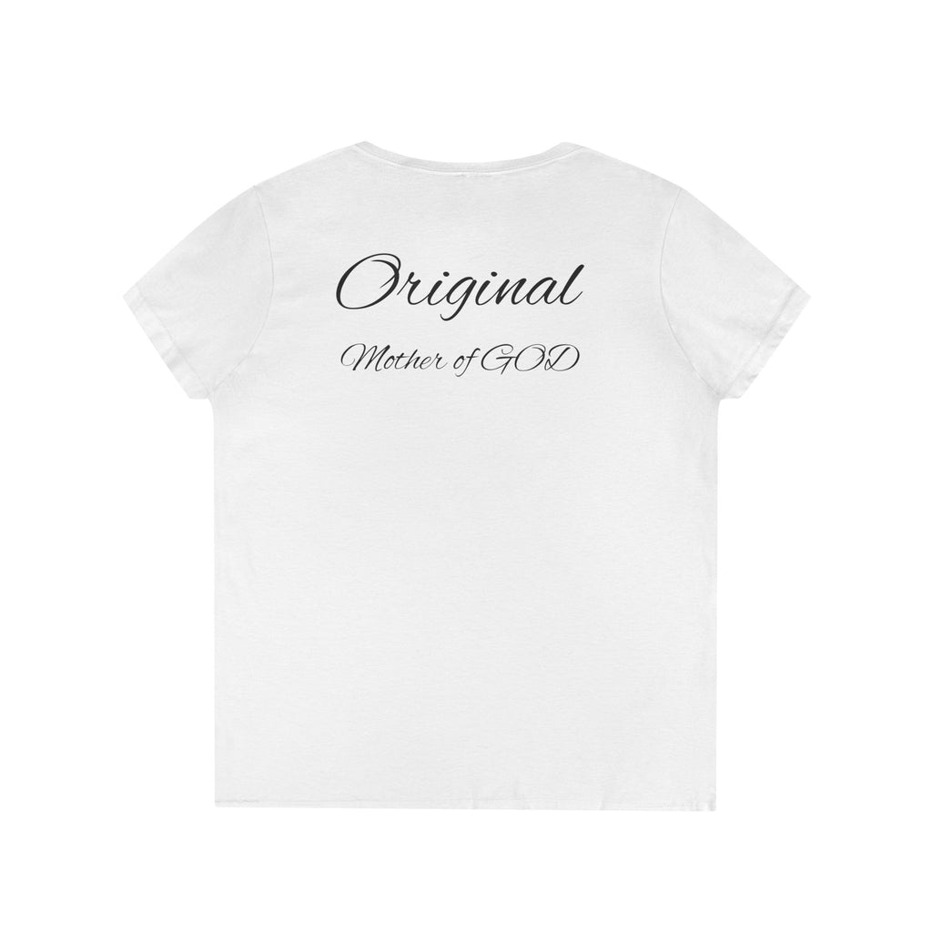Madonna and Child V-Neck T-Shirt — "Original Mother of GOD" Religious Art Tee