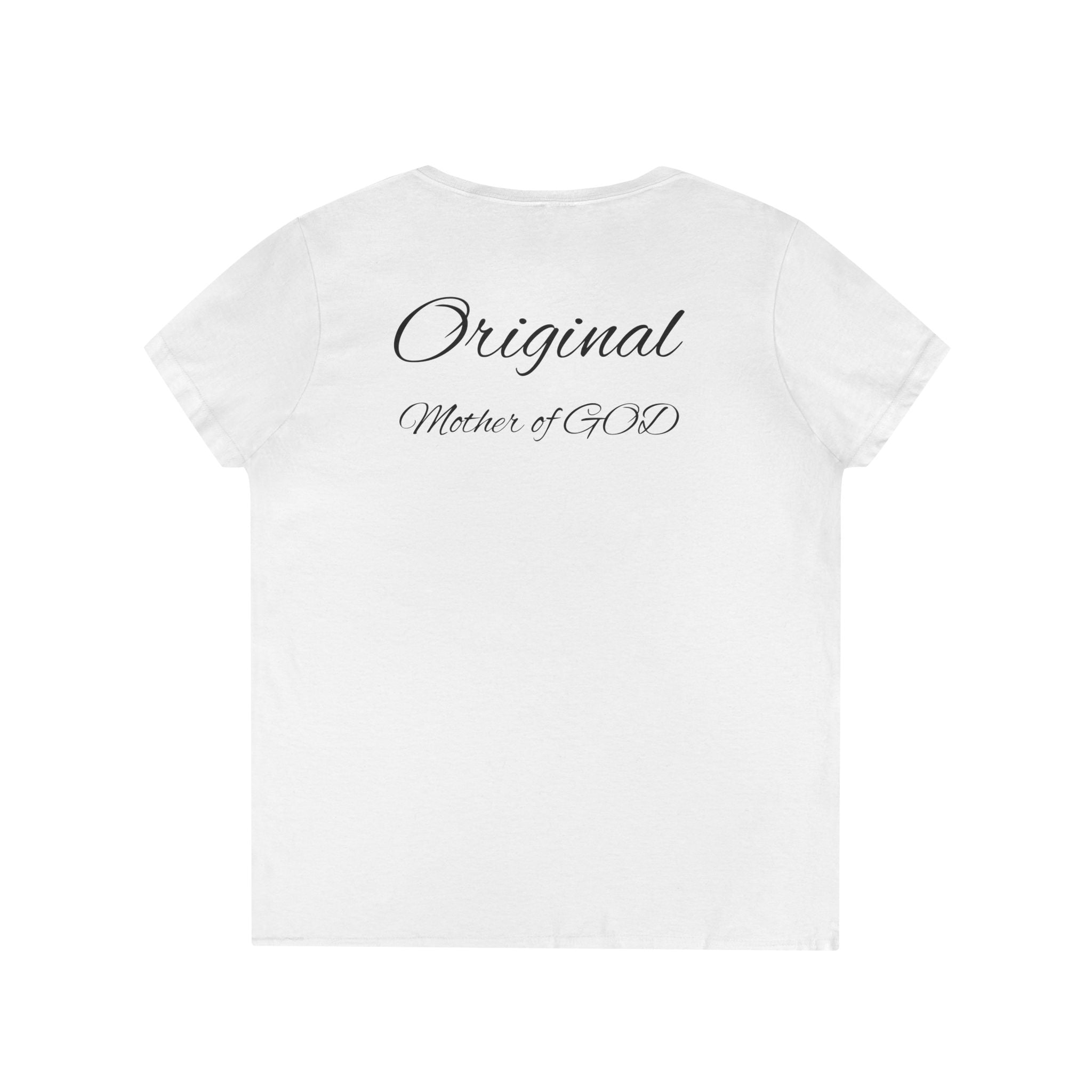 Madonna and Child V-Neck T-Shirt — "Original Mother of GOD" Religious Art Tee