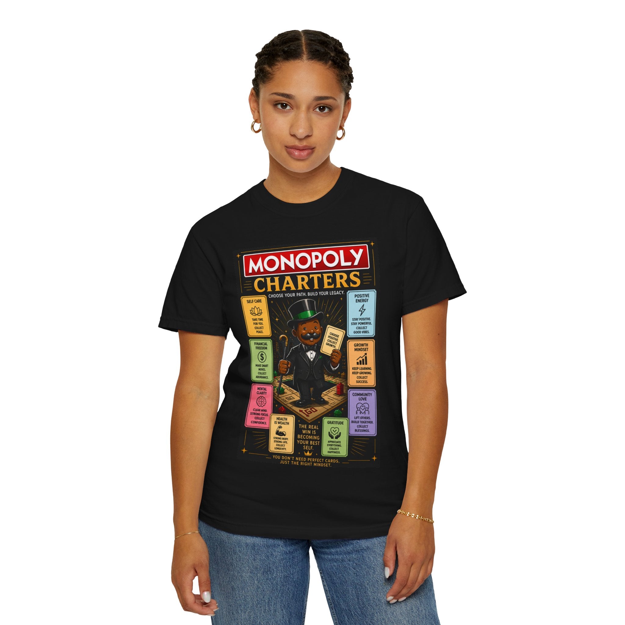 Monopoly Charters Graphic T-Shirt — "Only color that counts...is 'green'!"
