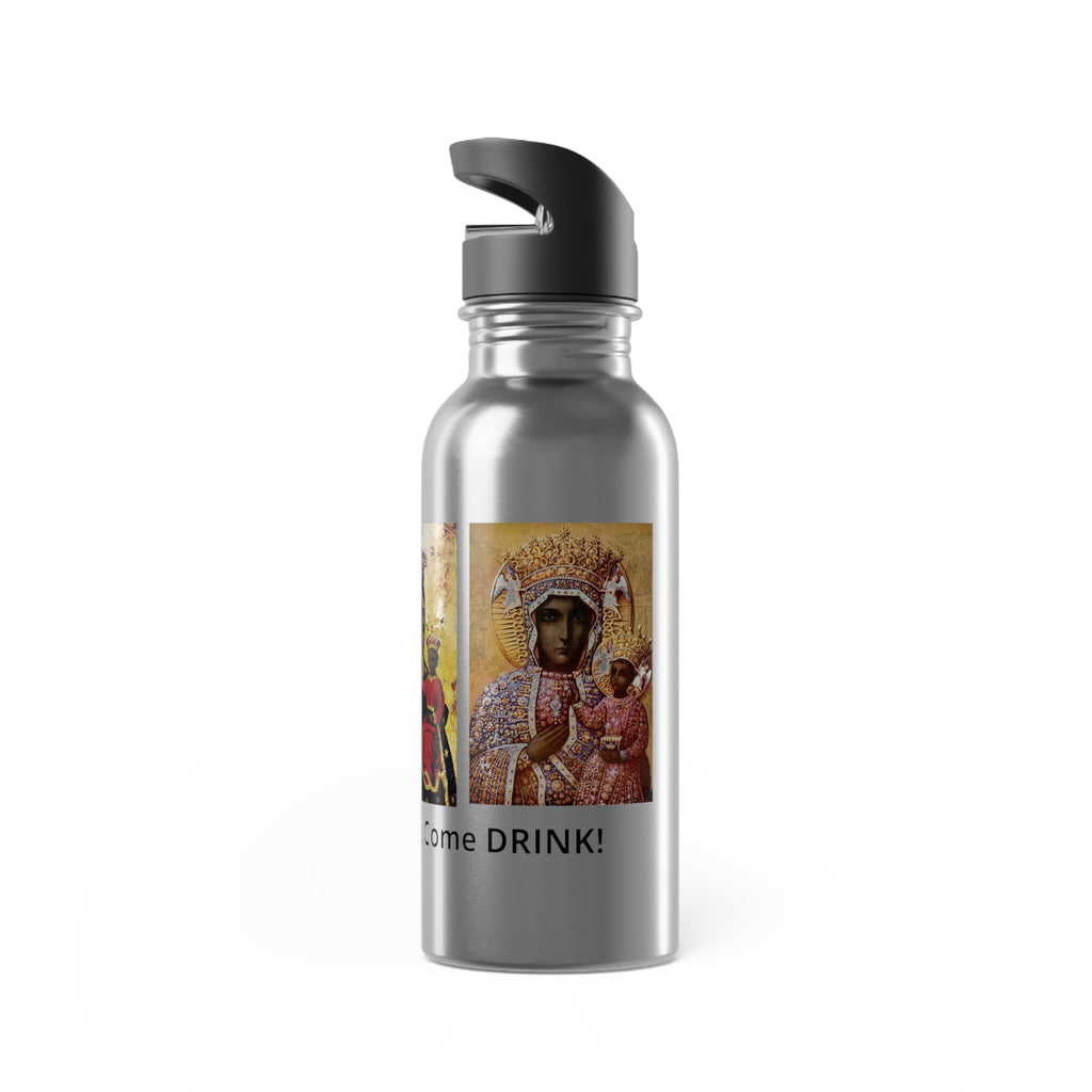 "Mother of GOD"   Stainless Steel Water Bottle – 20oz Straw Bottle (Black Madonna Design)