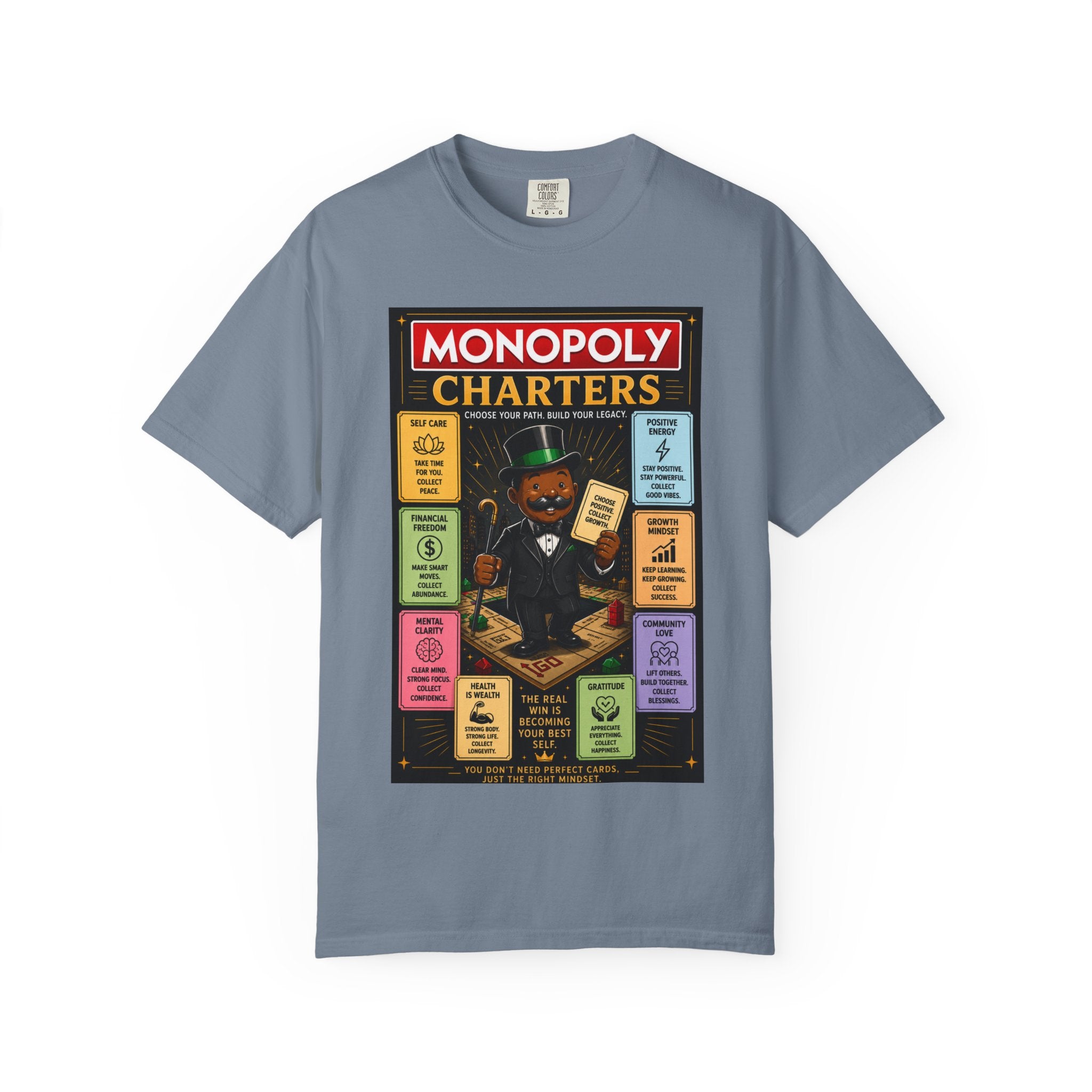 Monopoly Charters Graphic T-Shirt — "Only color that counts...is 'green'!"