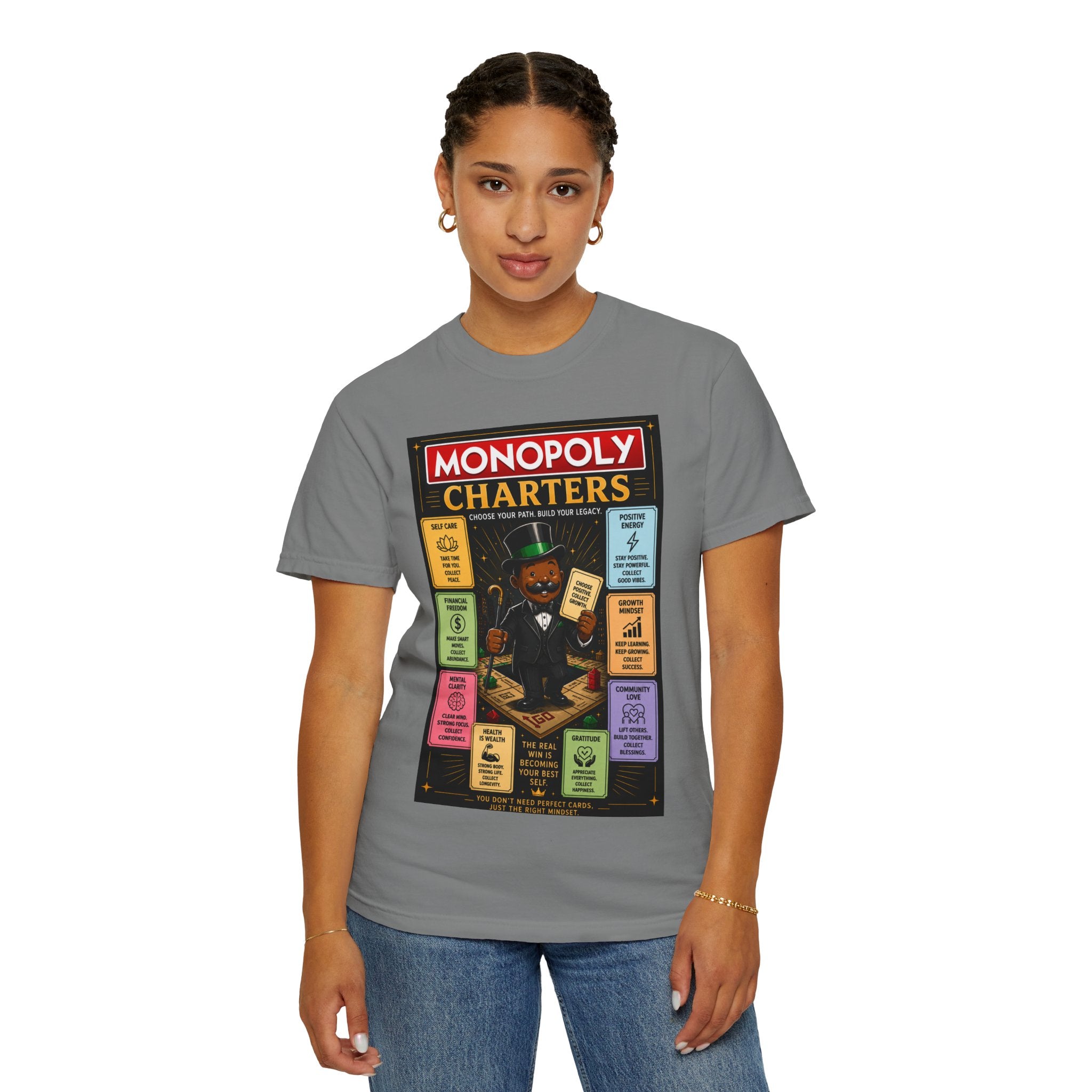 Monopoly Charters Graphic T-Shirt — "Only color that counts...is 'green'!"