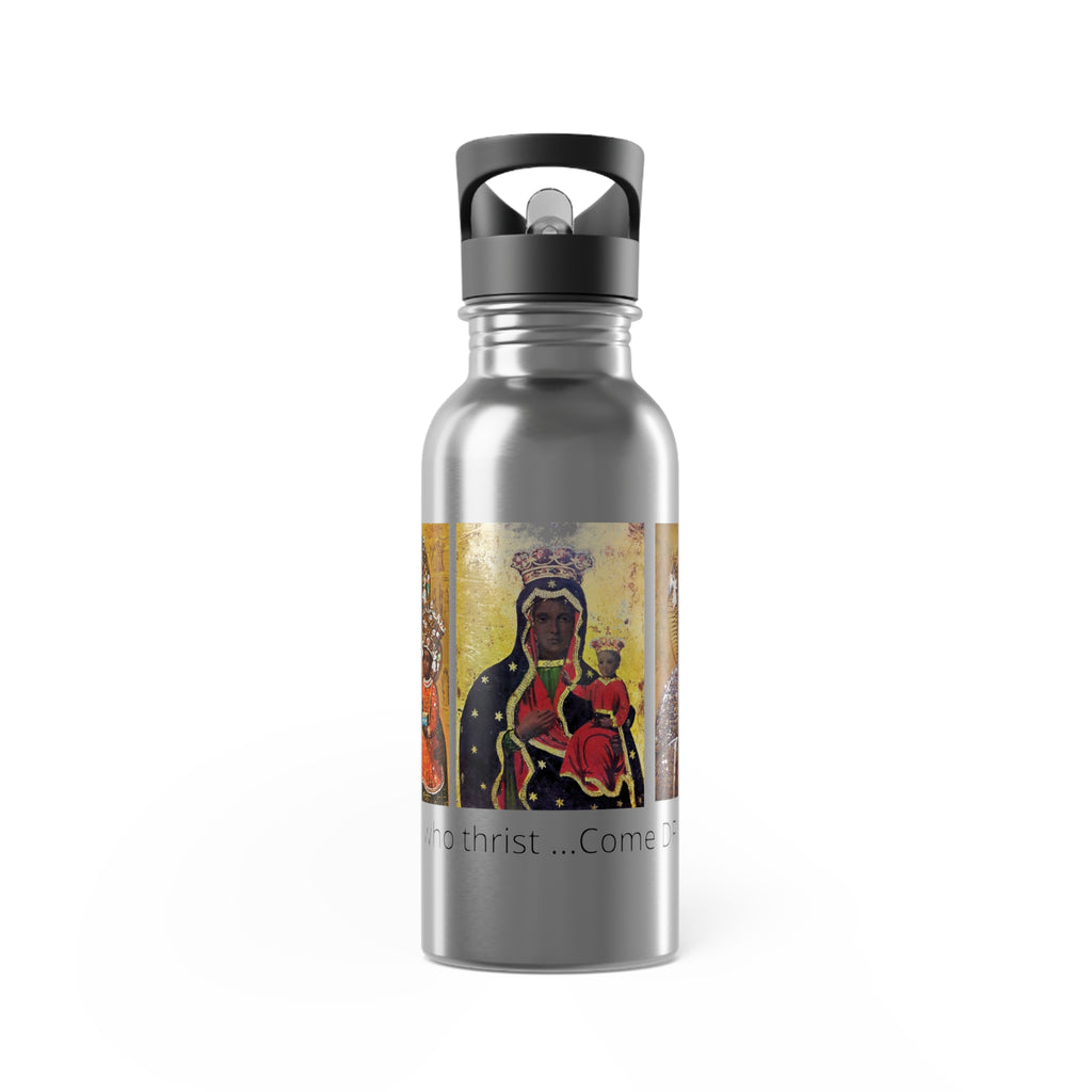 "Mother of GOD"   Stainless Steel Water Bottle – 20oz Straw Bottle (Black Madonna Design)