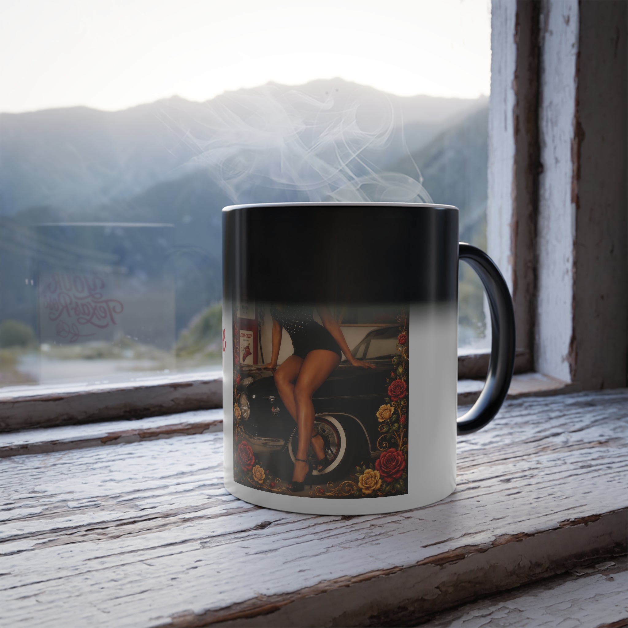 Color-Changing Pin-Up Mug — "Don't Forget Your Rosy Rose" 11oz