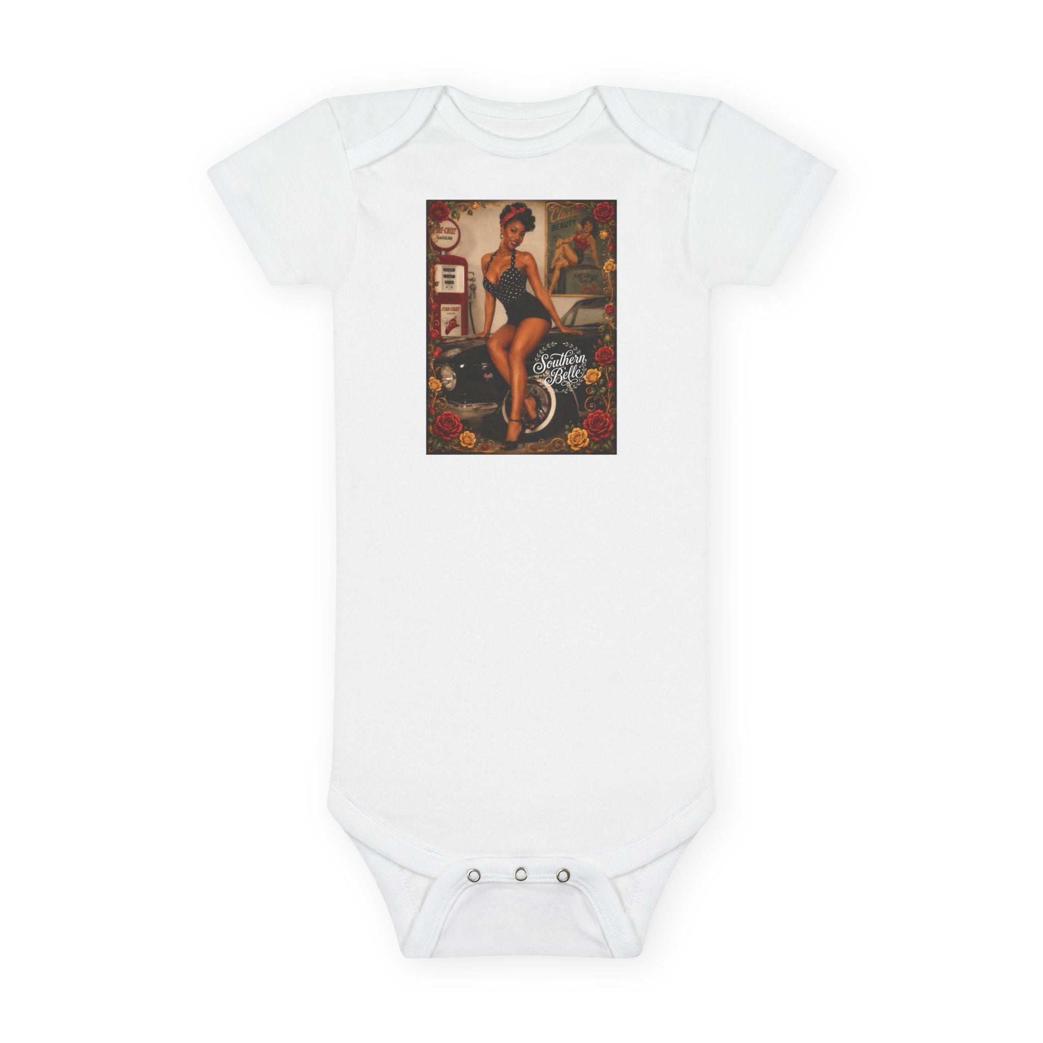 Vintage Pinup Baby Onesie – Retro Cotton Baby Short Sleeve Bodysuit