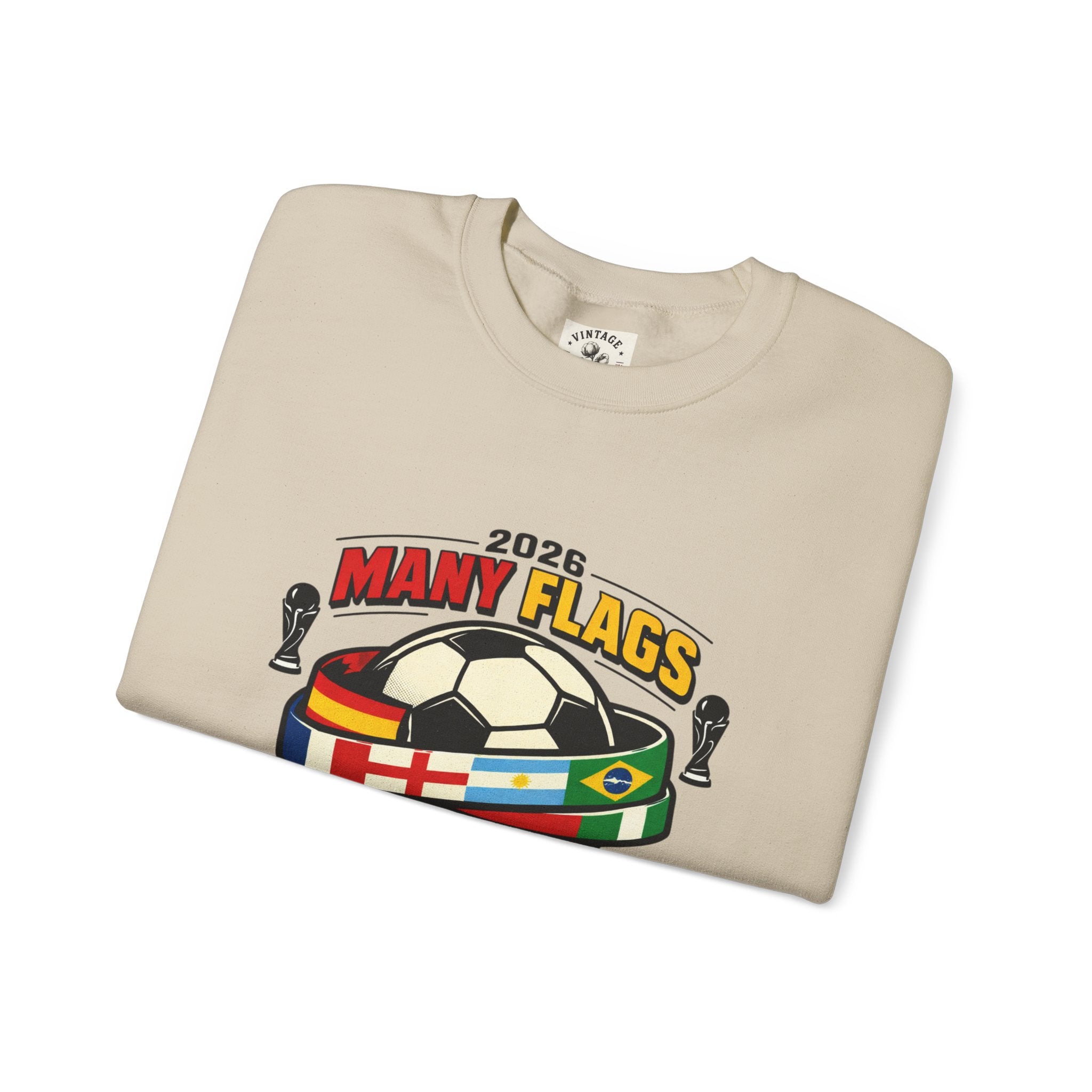 Retro Soccer Many Flags Crewneck Sweatshirt | Country Pride, Championship Season