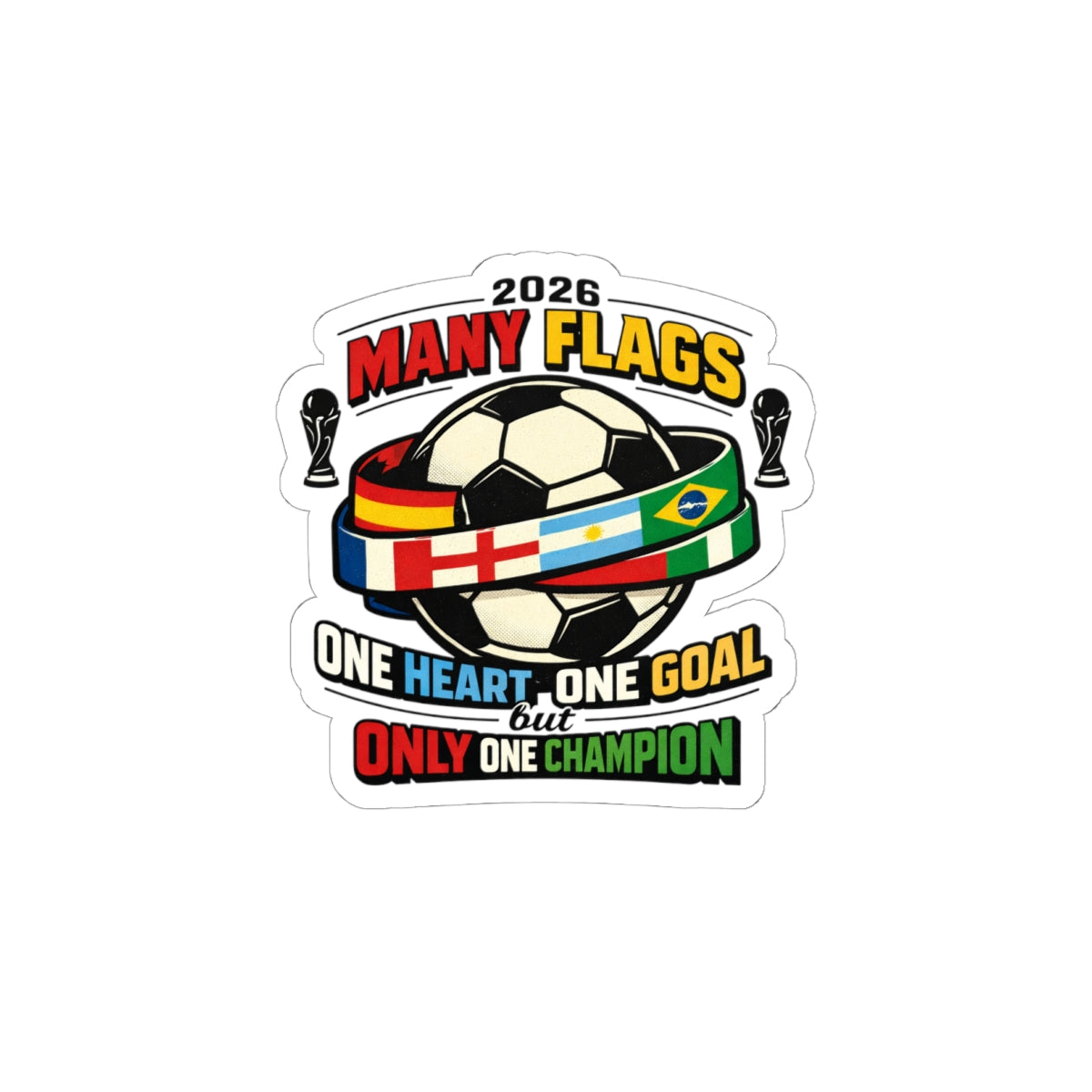 Many Flags Soccer Rally Sticker | country pride, retro soccer
