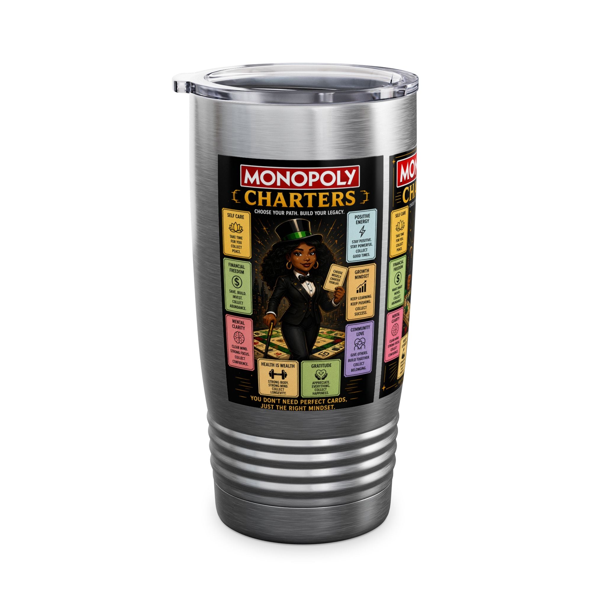 Monopoly Charters 20oz Insulated Tumbler — Retro Board Game Design