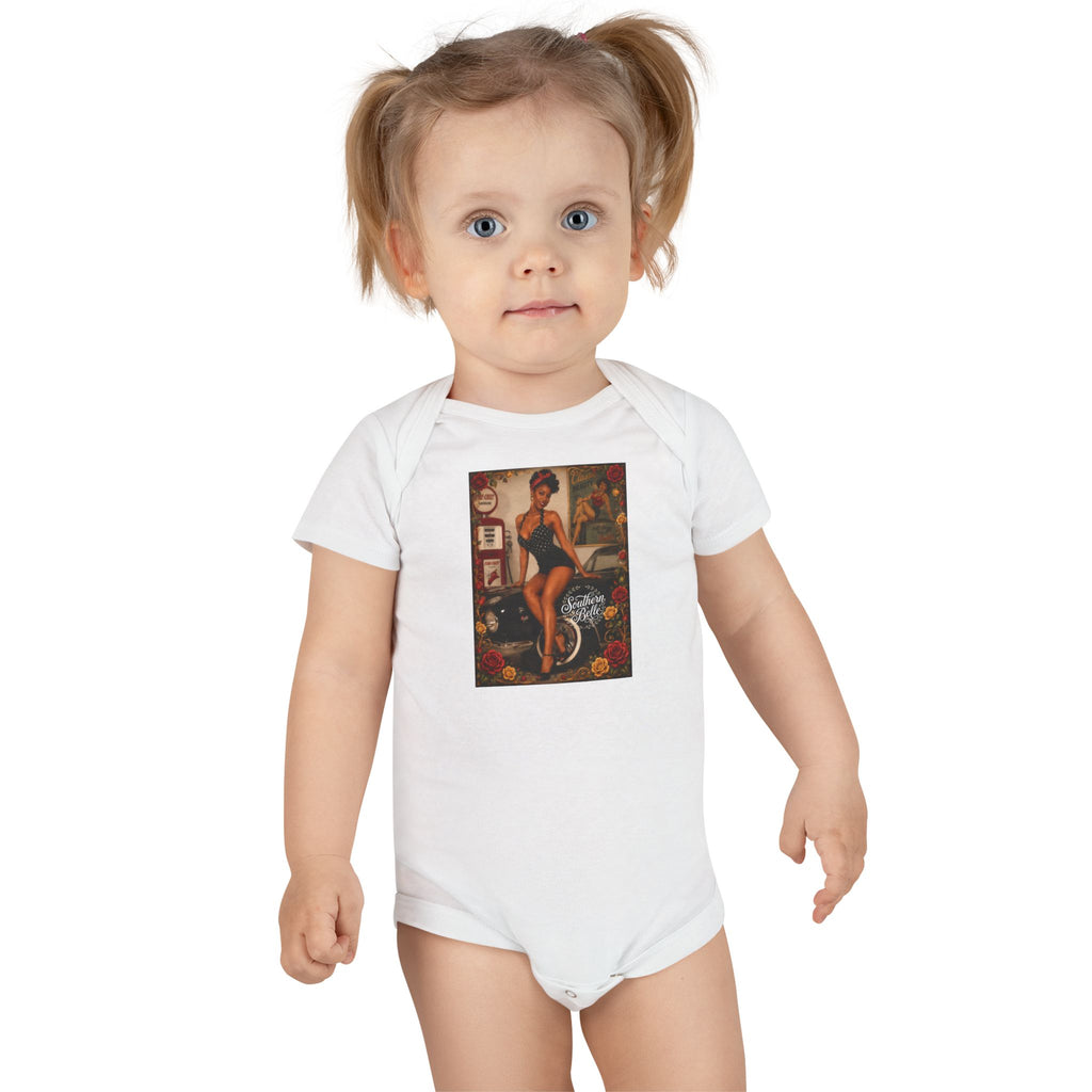 Vintage Pinup Baby Onesie – Retro Cotton Baby Short Sleeve Bodysuit
