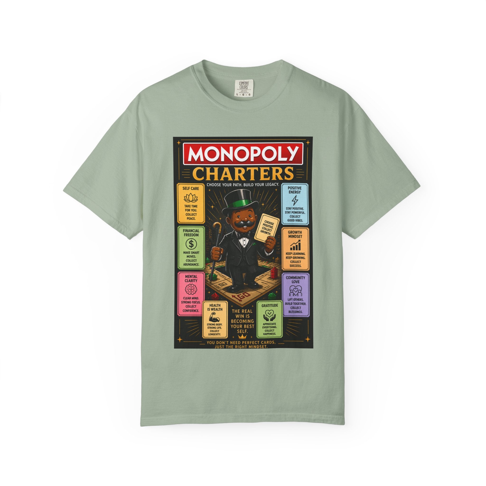 Monopoly Charters Graphic T-Shirt — "Only color that counts...is 'green'!"