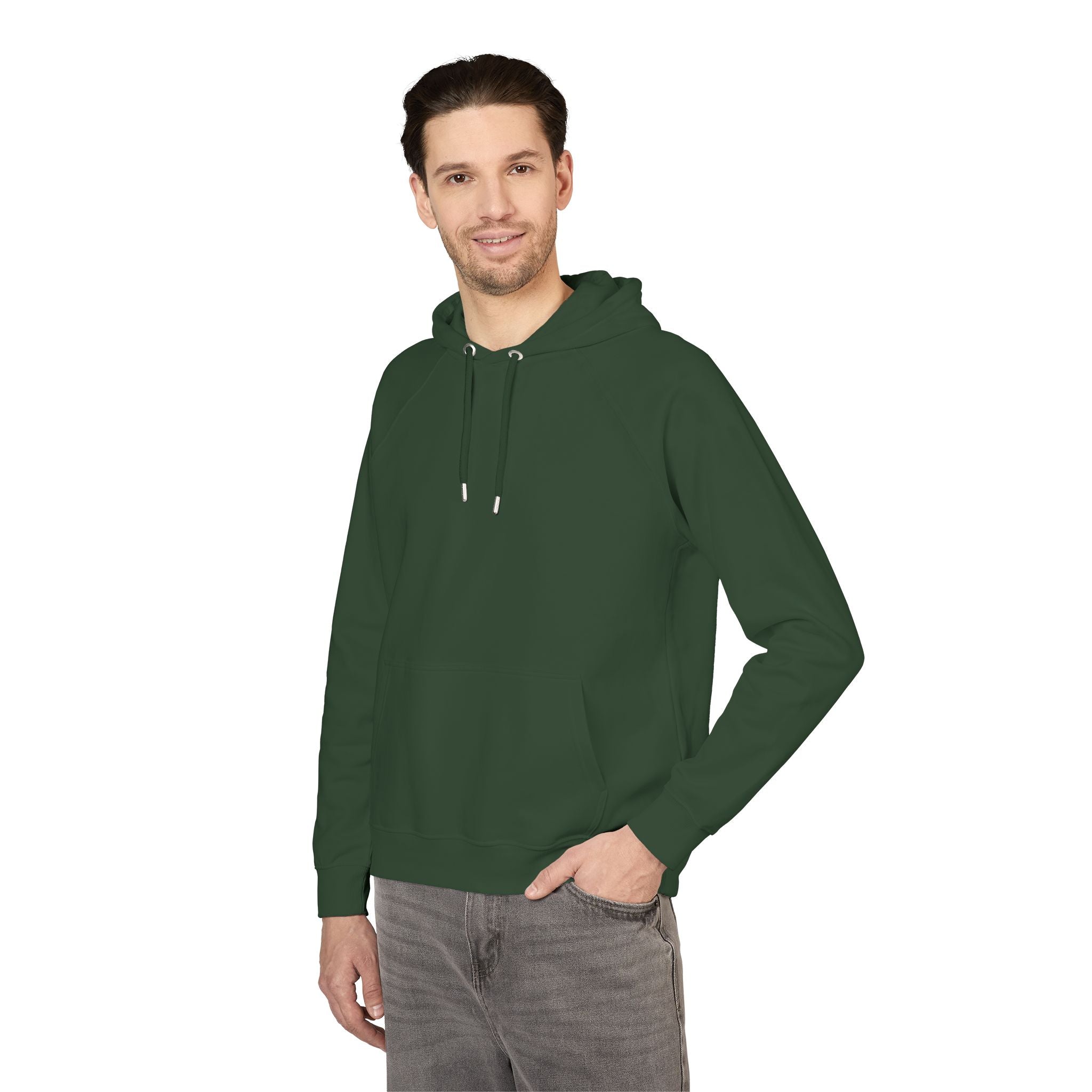 Embroidered Eco Raglan Hoodie — Sustainable Casual Hooded Sweatshirt