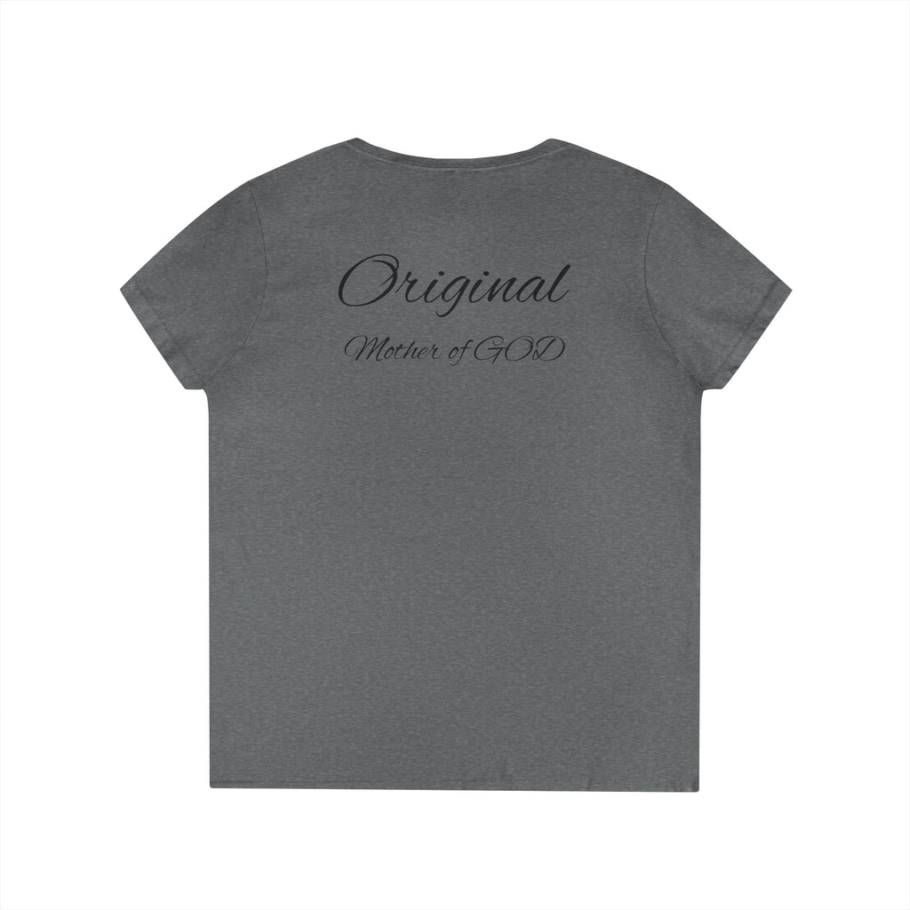Madonna and Child V-Neck Tee — "Original Mother of God" Religious Women's T-Shirt