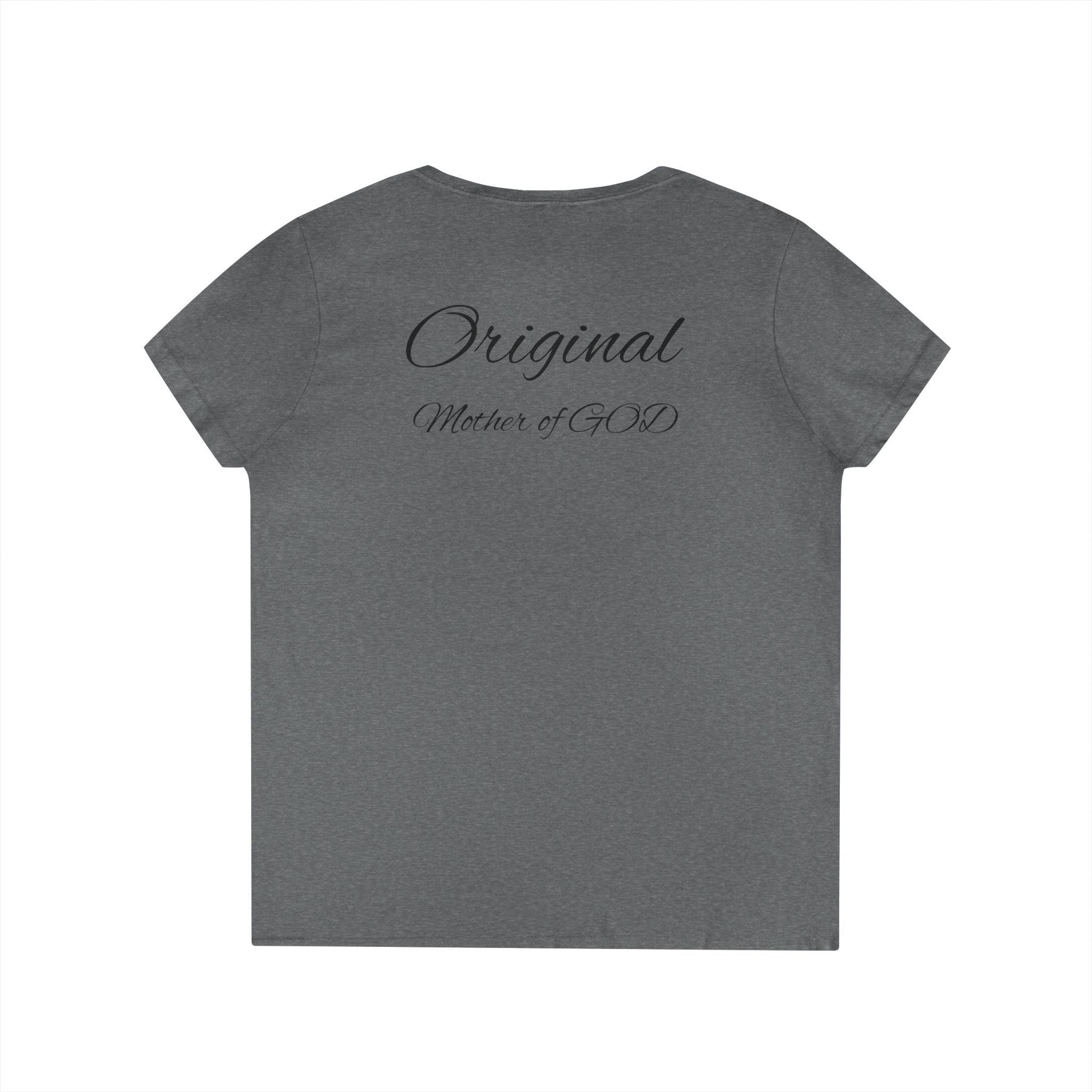 Madonna and Child V-Neck Tee — "Original Mother of God" Religious Women's T-Shirt