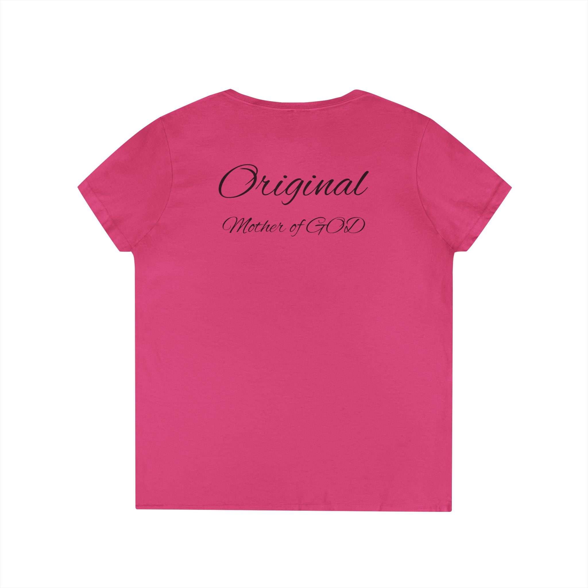 Madonna and Child V-Neck Tee — "Original Mother of God" Religious Women's T-Shirt